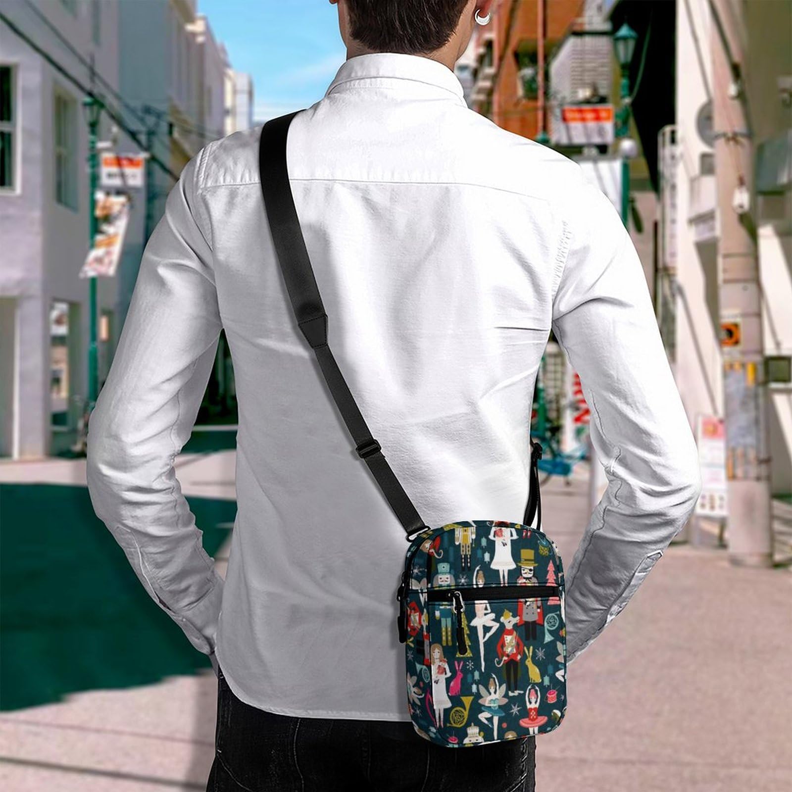 Nutcracker Ballet Small Crossbody Bag - Adjustable Satchel Shoulder Purse for Women & Men - Perfect for Travel, Concerts & Holiday Events