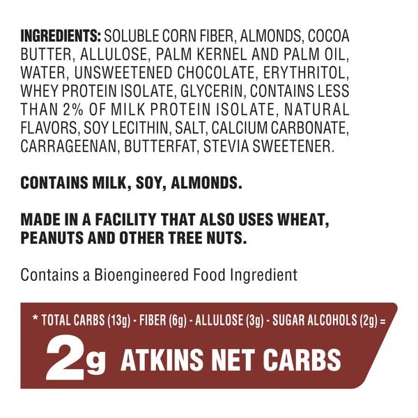 Atkins Caramel Almond Clusters - Gluten Free, High Fiber, Low Sugar (1g), Keto Friendly Snack - 2g Net Carbs, 20 Count - Perfect for Keto Diet, Weight Loss & Healthy On-the-Go Snacking