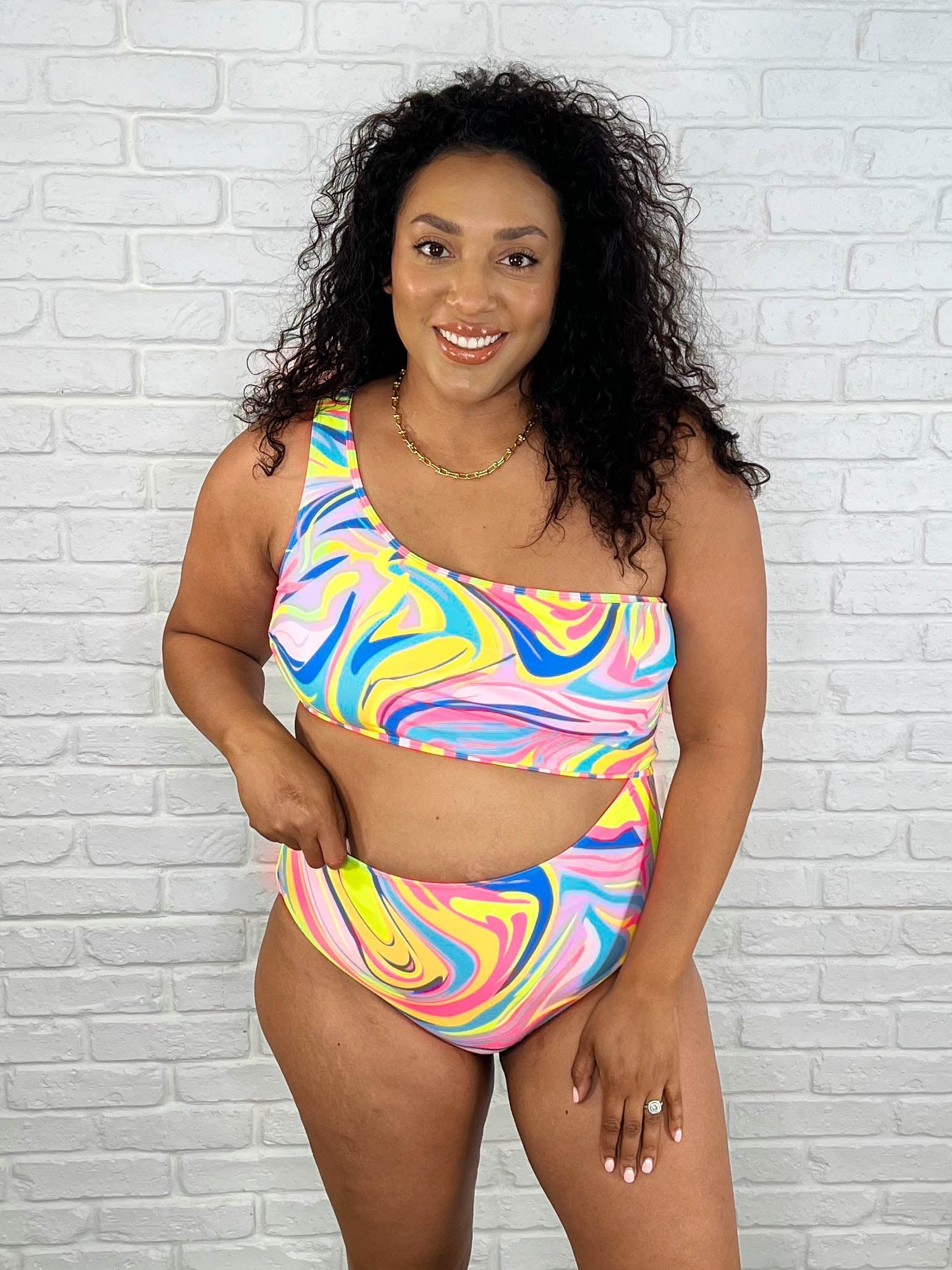 Corfu Marble Cutout One Piece Swimsuit - Sexy High Waisted Bathing Suit for Women | Perfect for Beach Vacations, Pool Parties & Summer Getaways