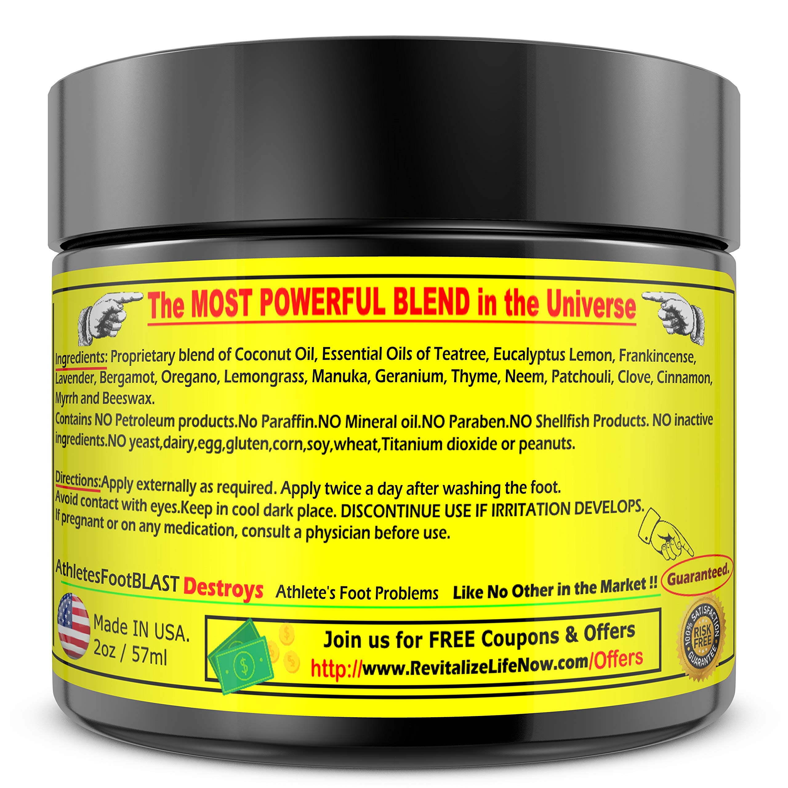 Fast-Acting Plant-Based Athlete's Foot Cream - Extra Strength Natural Formula for Itch & Fungus Relief - Better Than Spray & Powder - Soothing Balm Ointment for Athletes & Active Lifestyles