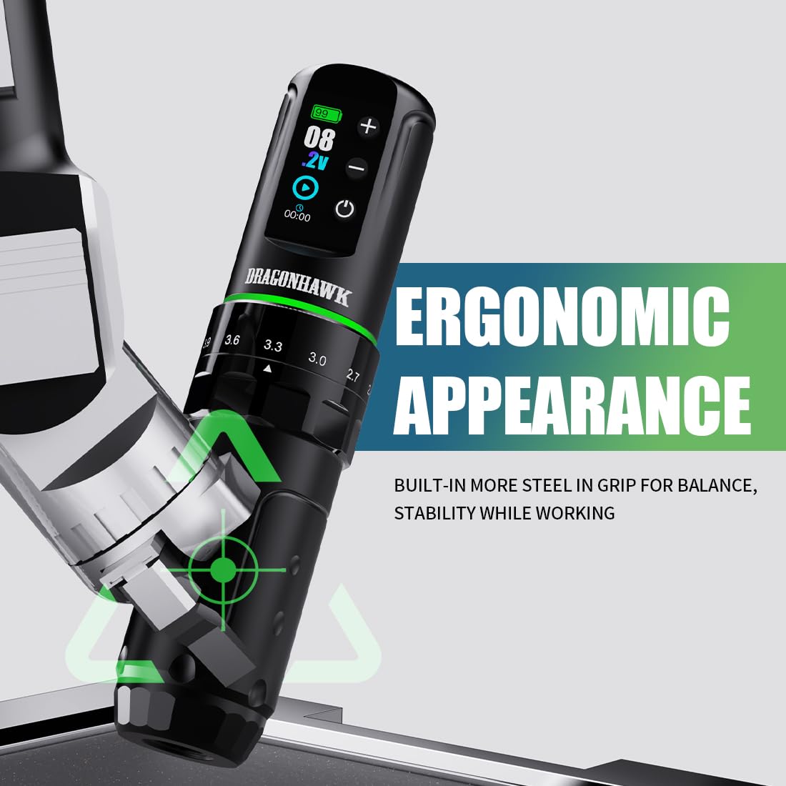 **Dragonhawk L3 Professional Cordless Tattoo Kit – Complete Tattoo Pen Machine with 7 Stroke Lengths, 2 x 2000mAh Batteries & Extra RCA Jack Parts – Ideal for Beginners & Artists – Perfect for Home, Studio & Professional Tattooing**