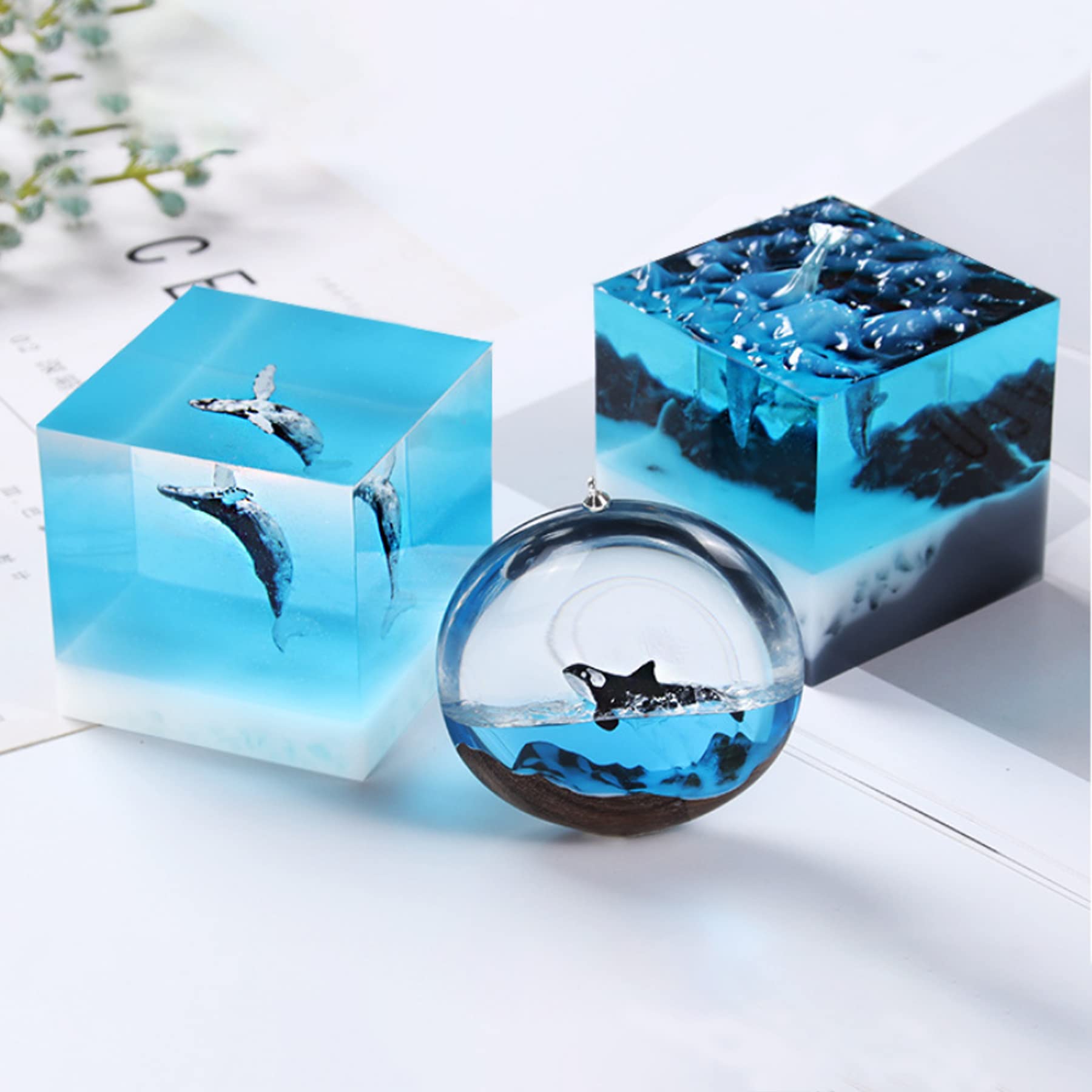 32 PCS Silicone Resin Molds Set - Sphere & Square Epoxy Jewelry Casting Molds with Measuring Cup for DIY Jewelry Making - Perfect for Resin Art, Pendants, Charms and Craft Projects