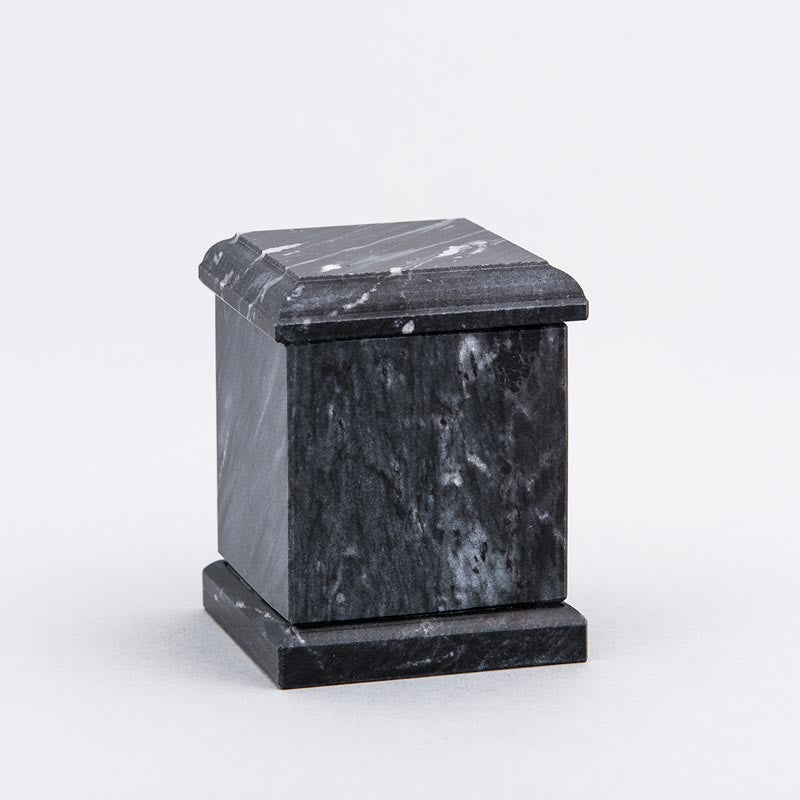 Evermore Square Natural Marble Keepsake Urn in Black - Elegant Memorial Urn for Ashes, Perfect for Home Memorials, Funeral Services & Remembrance Displays