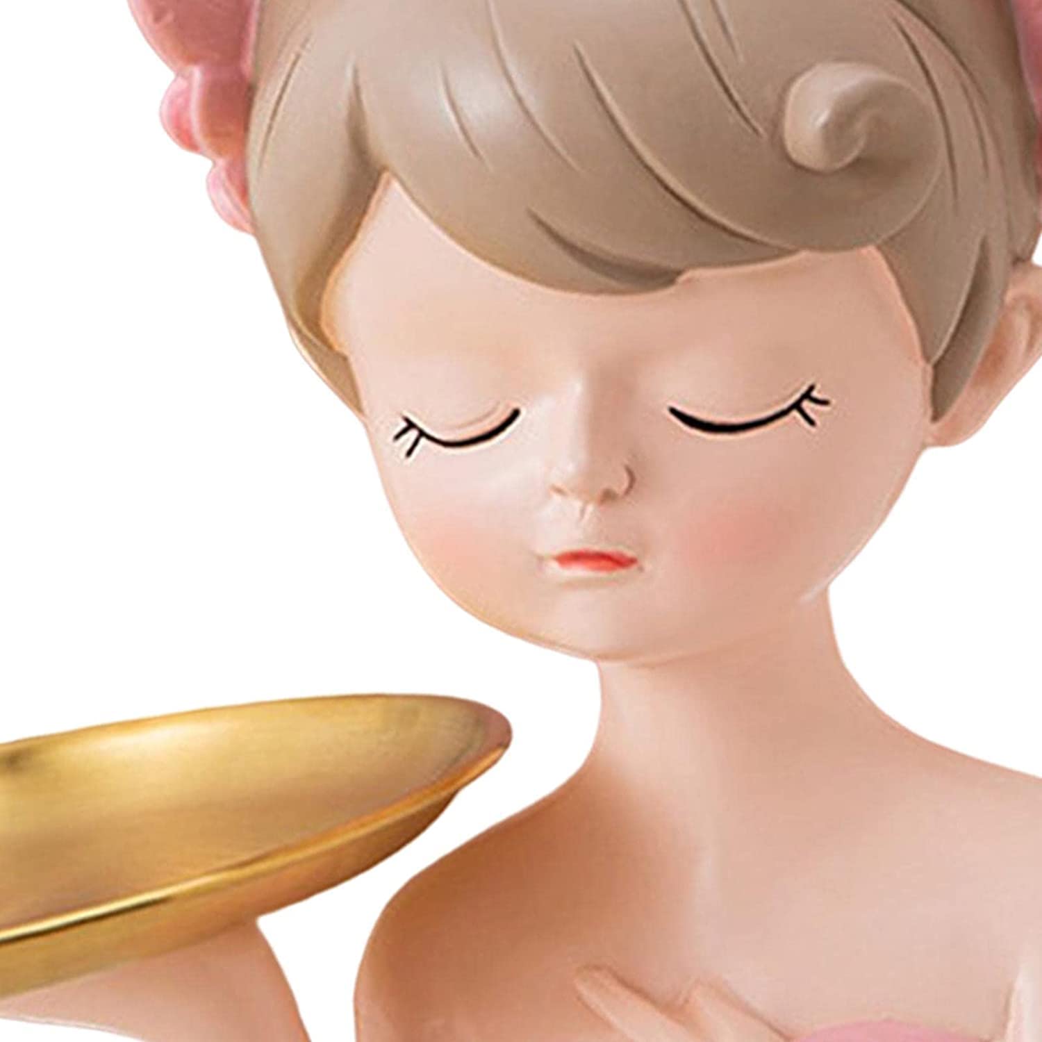 Modern Girl Figurine Tray - Elegant Jewelry & Trinket Storage Holder, Decorative Sculpture for Living Room, Bedroom, Office, Tabletop & TV Shelf - Pink | Perfect for Organizing Rings, Earrings & Small Accessories