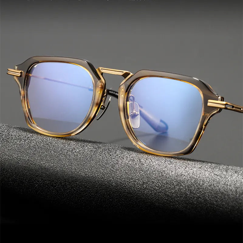 Stylish Unisex Black Titanium Square Eyeglasses D413 - Lightweight Full Rim Frame for Work, Reading & Fashion