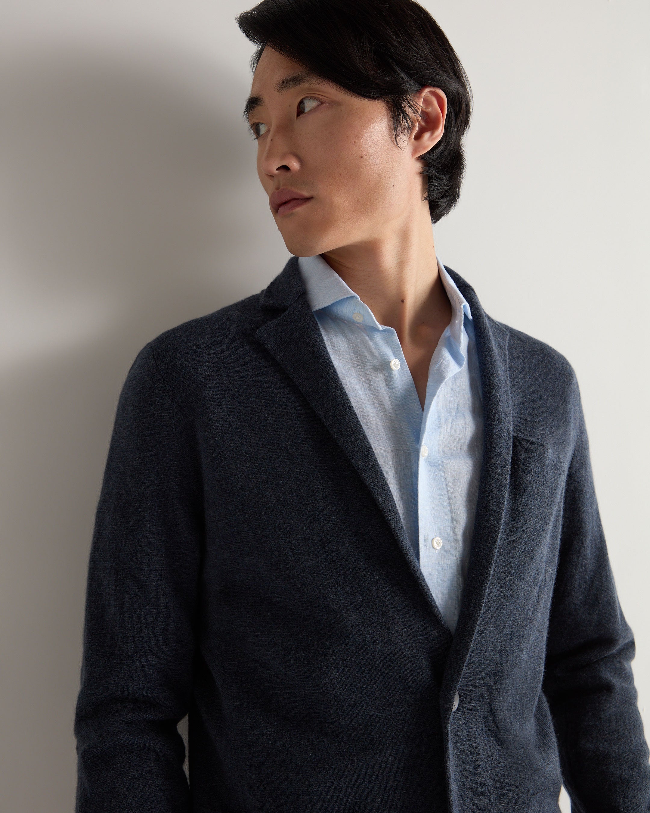 Premium Men's Indigo Blue Cashmere Jacket - Marlborough Fine Gauge Knit for Business & Casual Wear | Perfect for Office, Travel & Special Occasions