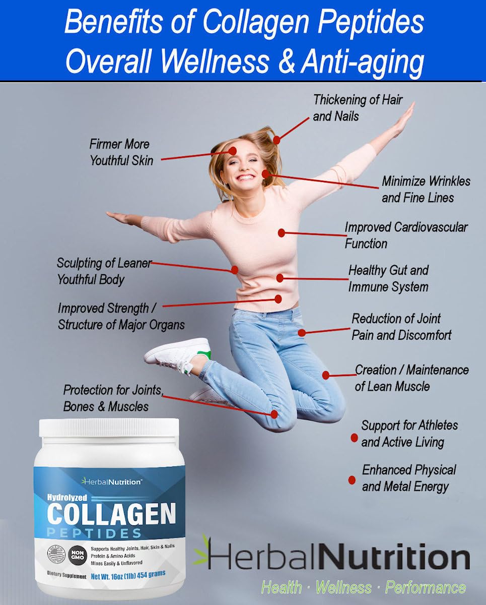 Premium Hydrolyzed Collagen Peptides Powder for Skin, Hair, Nails & Joint Support - Keto & Paleo Friendly, Non-GMO, Gluten Free Protein Supplement (45 Servings) - Ideal for Smoothies, Coffee & Post-Workout Recovery