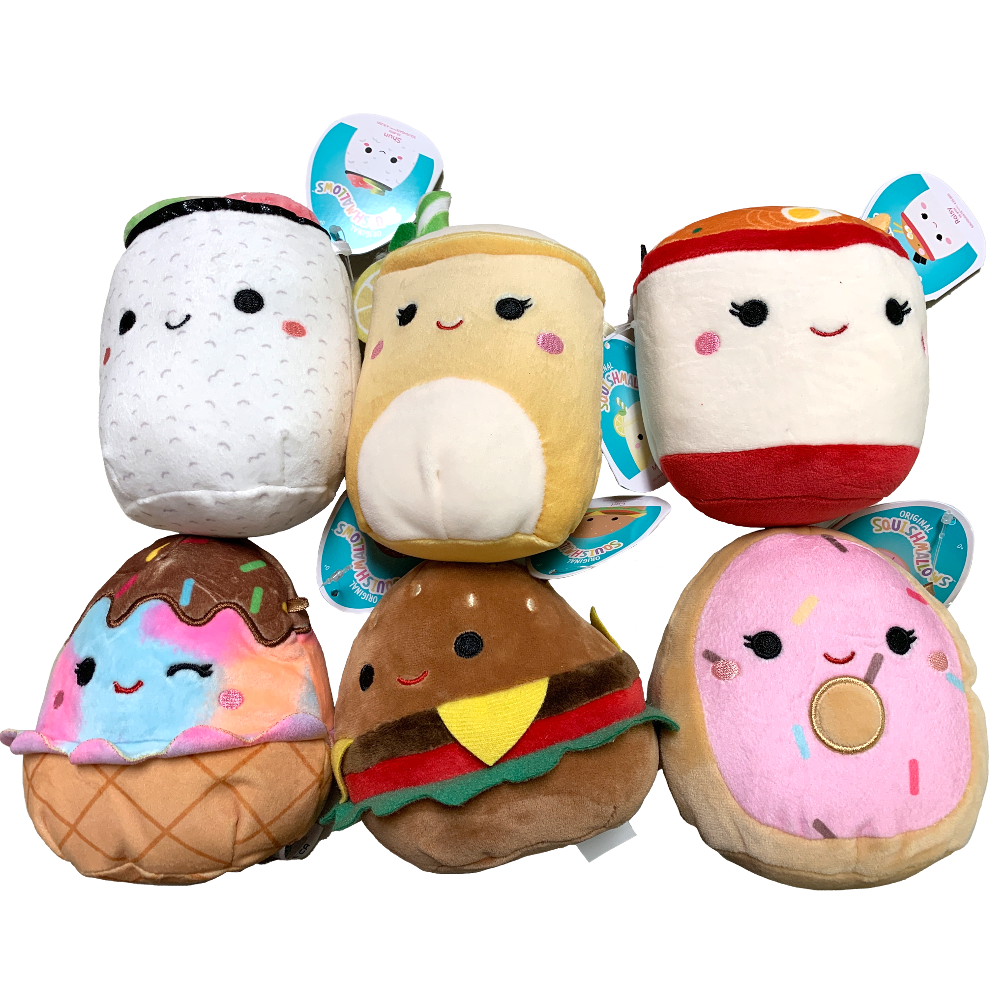 5-Piece Squishmallow Snack Crew Plush Toy Bundle - Soft Stuffed Animals for Kids, Collectors & Gift Giving | Perfect for Bedroom Decor, Playtime & Stress Relief