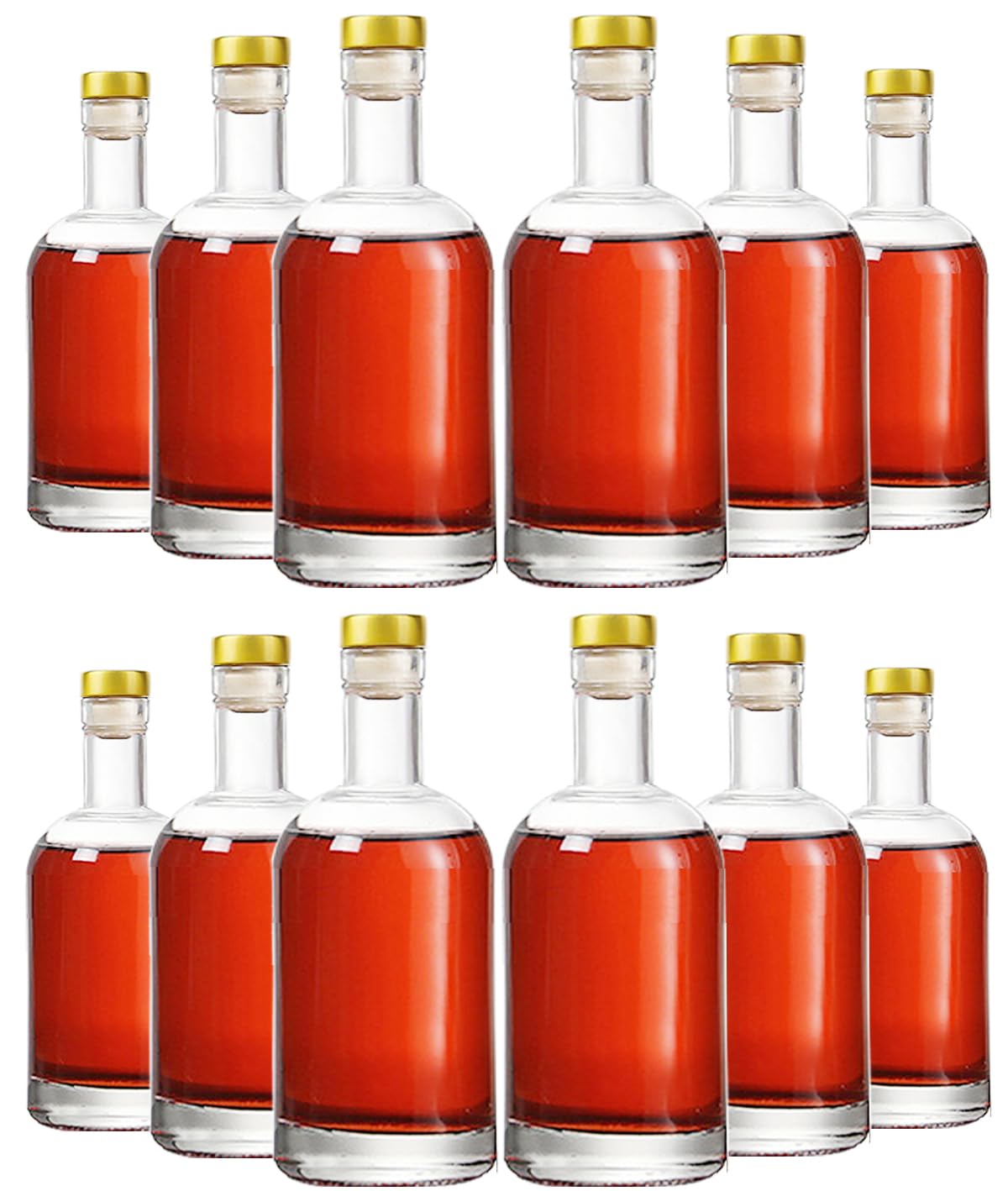 12 oz Clear Glass Bottles with Cork Stopper - Pack of 12 (375ml) for Wine, Beer, Kombucha, Oil, Vinegar & Beverages | Airtight Storage for Home Brewing, DIY Drinks & Kitchen Use
