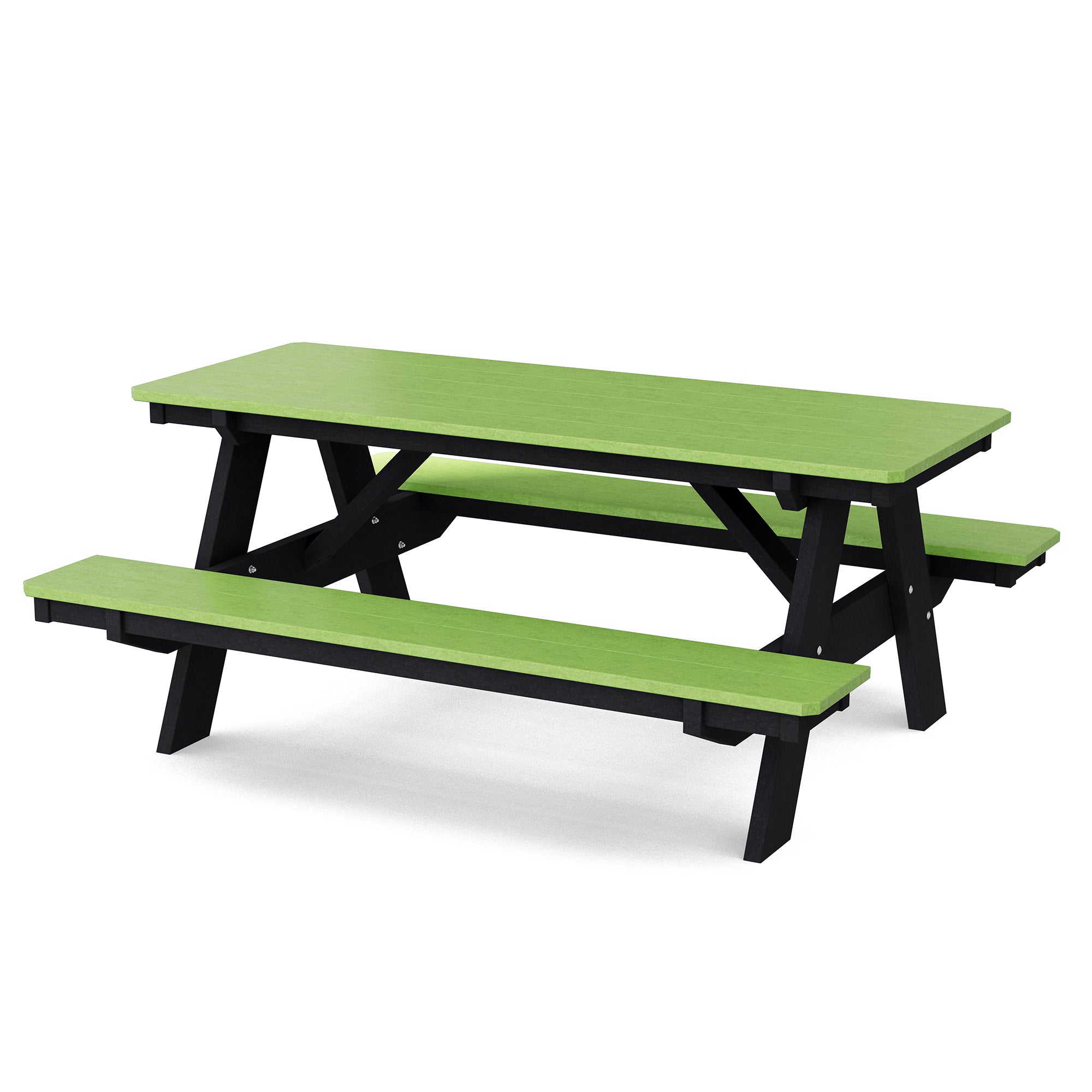 Heritage 72 Inch Outdoor Picnic Table with Attached Benches - Durable All-Weather Patio Furniture for Backyard, Garden, and Park Gatherings