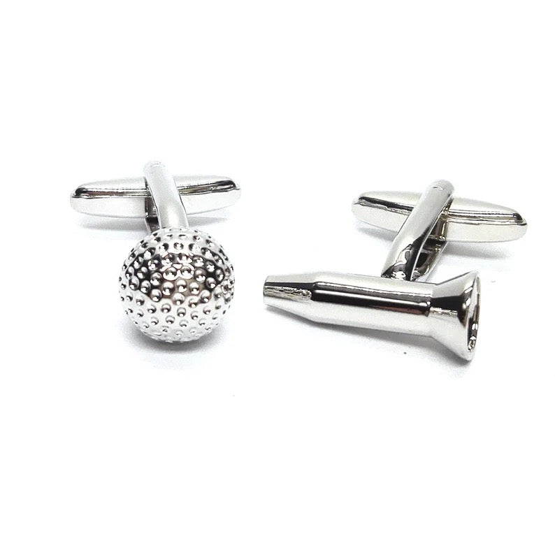 Elegant Golf Tee and Ball Silver Cufflinks for Men - Perfect for Golf Enthusiasts, Weddings & Formal Events