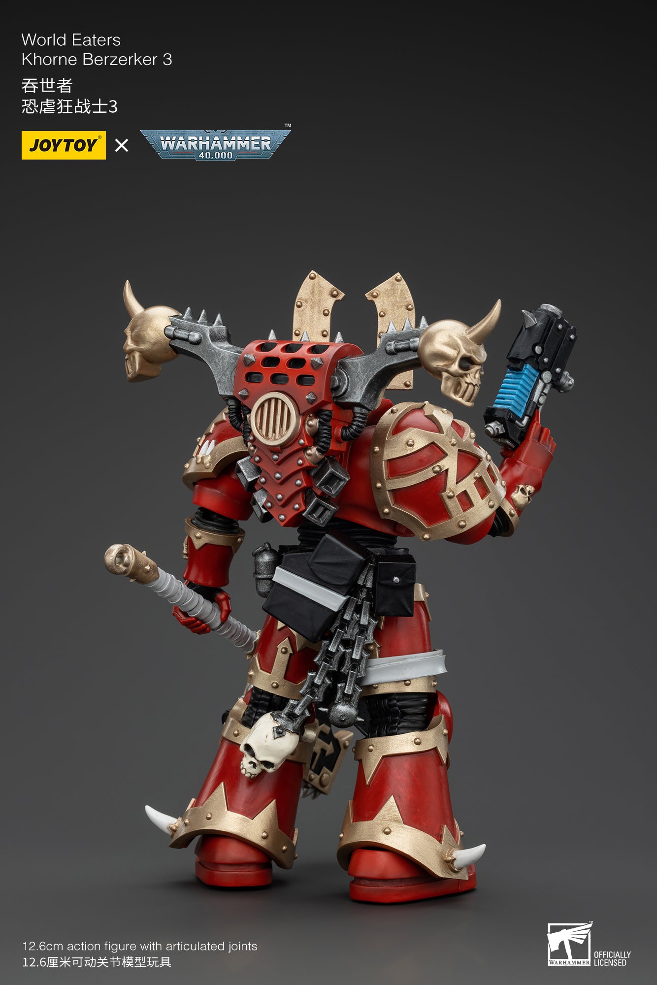 JOYTOY 1/18 Scale Warhammer 40K World Eaters Khorne Berzerker Action Figure - Collectible Miniature for Tabletop Gaming & Display