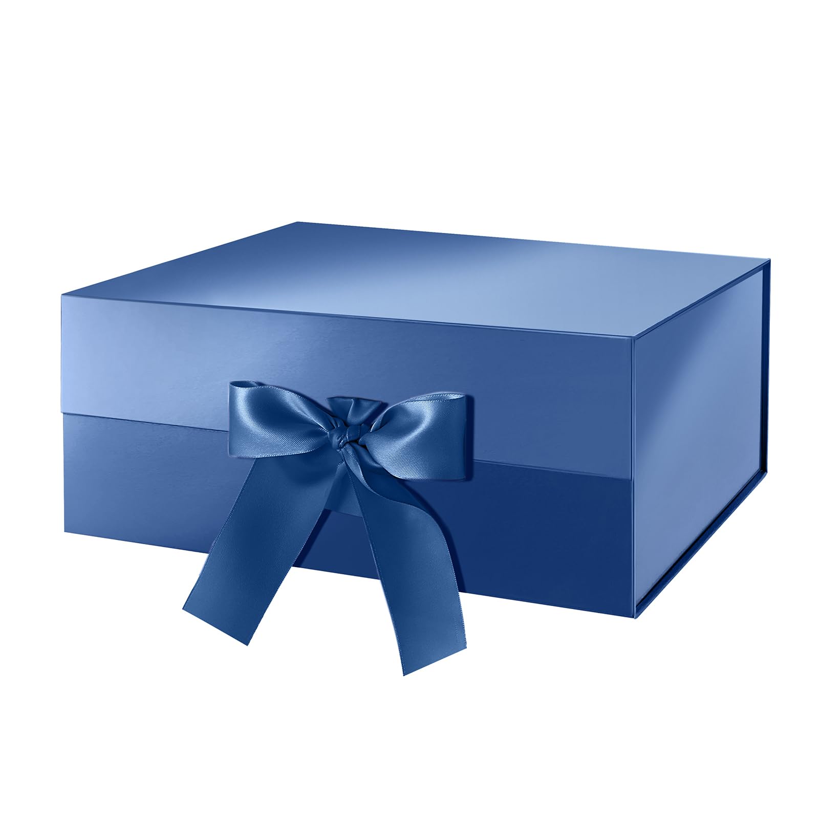 Premium Blue Magnetic Gift Box with Lid - 9x6.5x3.8 Inches Glossy Finish - Perfect for Groomsman Proposals, Wedding Favors, Birthday & Anniversary Presents - Elegant Ribbon Decorated Present Box for Special Occasions