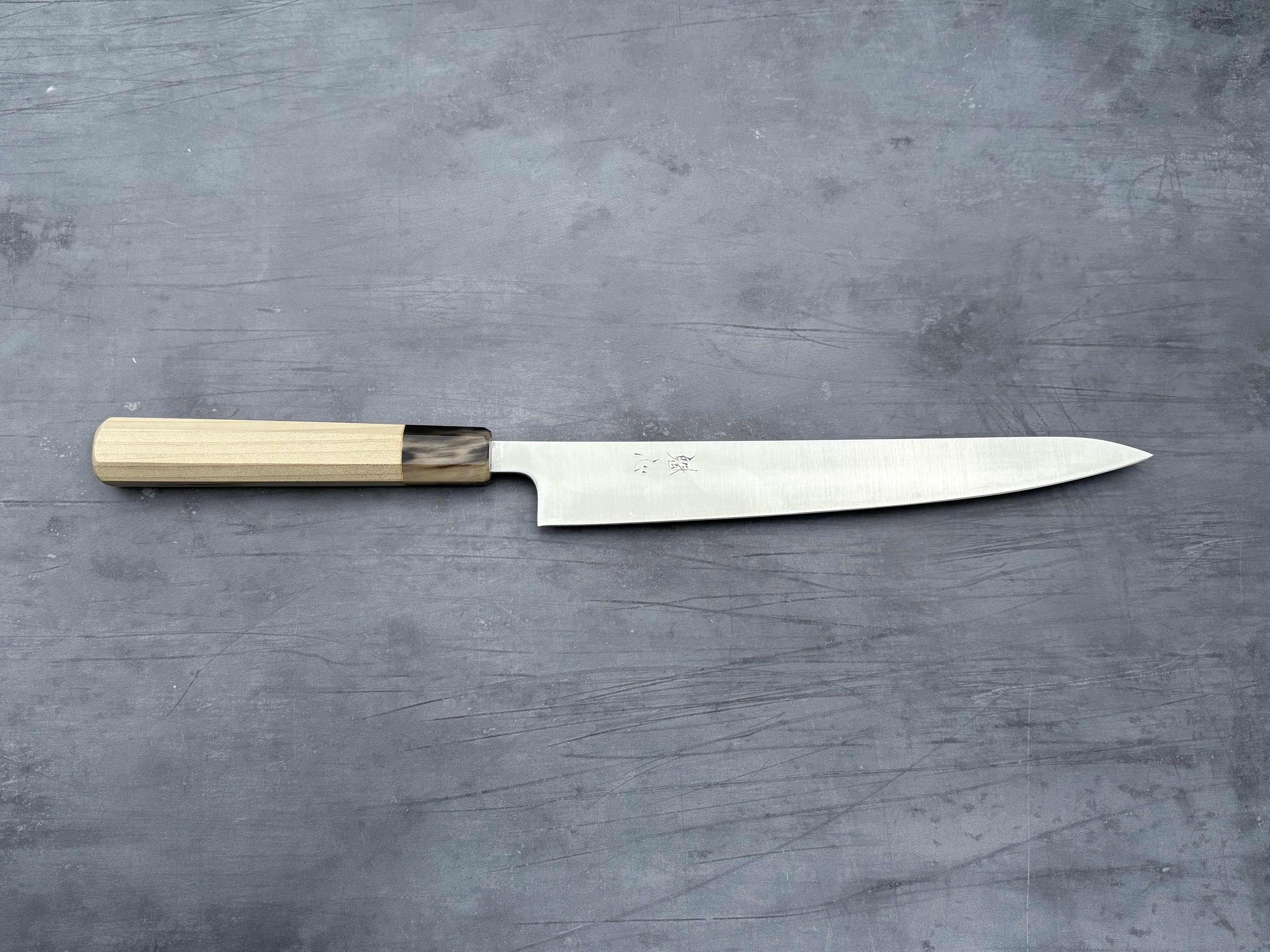 Premium Nakamura Hamono Kaishin Super Blue Steel Sujihiki Knife 240mm - Japanese High-Carbon Chef's Knife for Slicing Meat, Fish & Sushi - Perfect for Professional Chefs & Home Cooking Enthusiasts