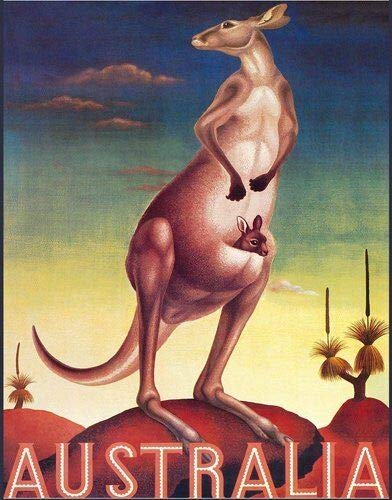 3x4 Inch Vintage Kangaroo Australia Sticker - Magnetic Vinyl Decal for RV Travel, Fridge & Laptop | Sydney Australia Souvenir Gift