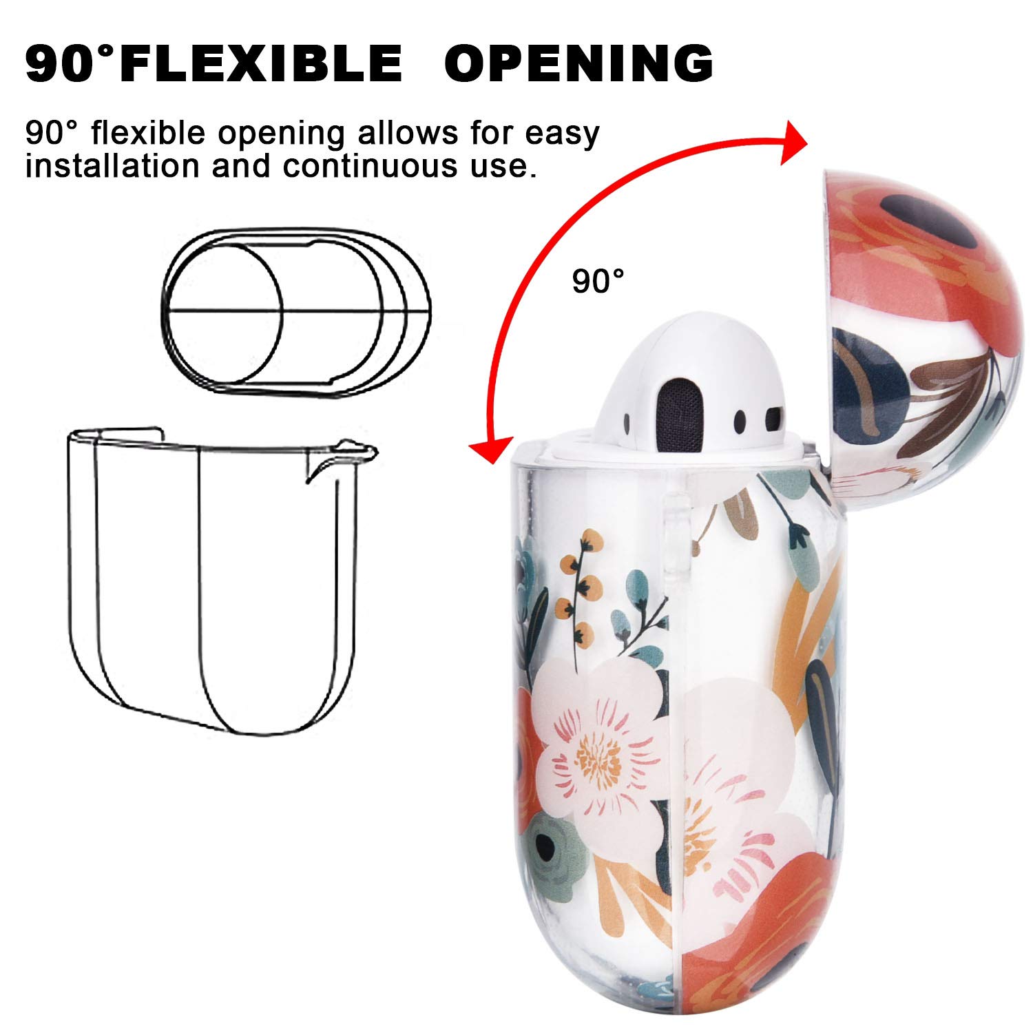 Floral AirPods Case with Keychain Strap - Protective Cover Compatible with AirPods 1/2/3 - Cute Charging Skin for Girls - Perfect for School, Travel & Everyday Use