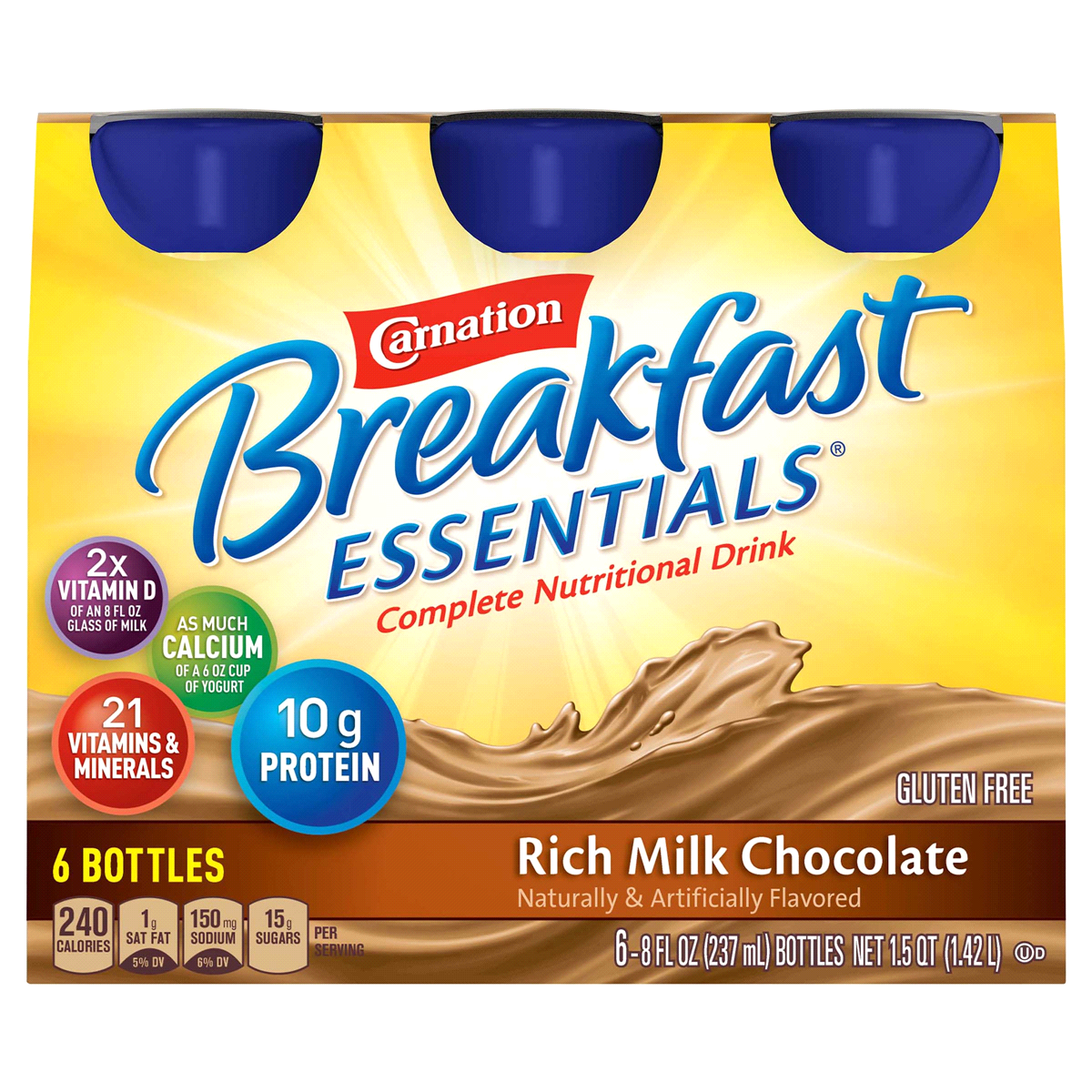 Carnation Breakfast Essentials Classic Rich Milk Chocolate Powder - Pack of 6 | Nutrient-Rich Drink Mix for Kids & Adults | Perfect for Morning Smoothies, Post-Workout Recovery & Healthy Snacks