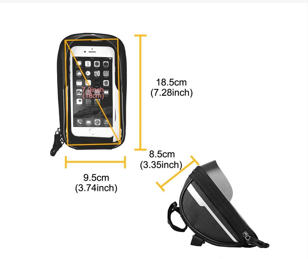 **O'rengela Waterproof Bike Phone Holder Bag - EVA Hard Shell Bicycle Phone Mount with Rain Cover - Compatible with iPhone & Phones Under 6.5