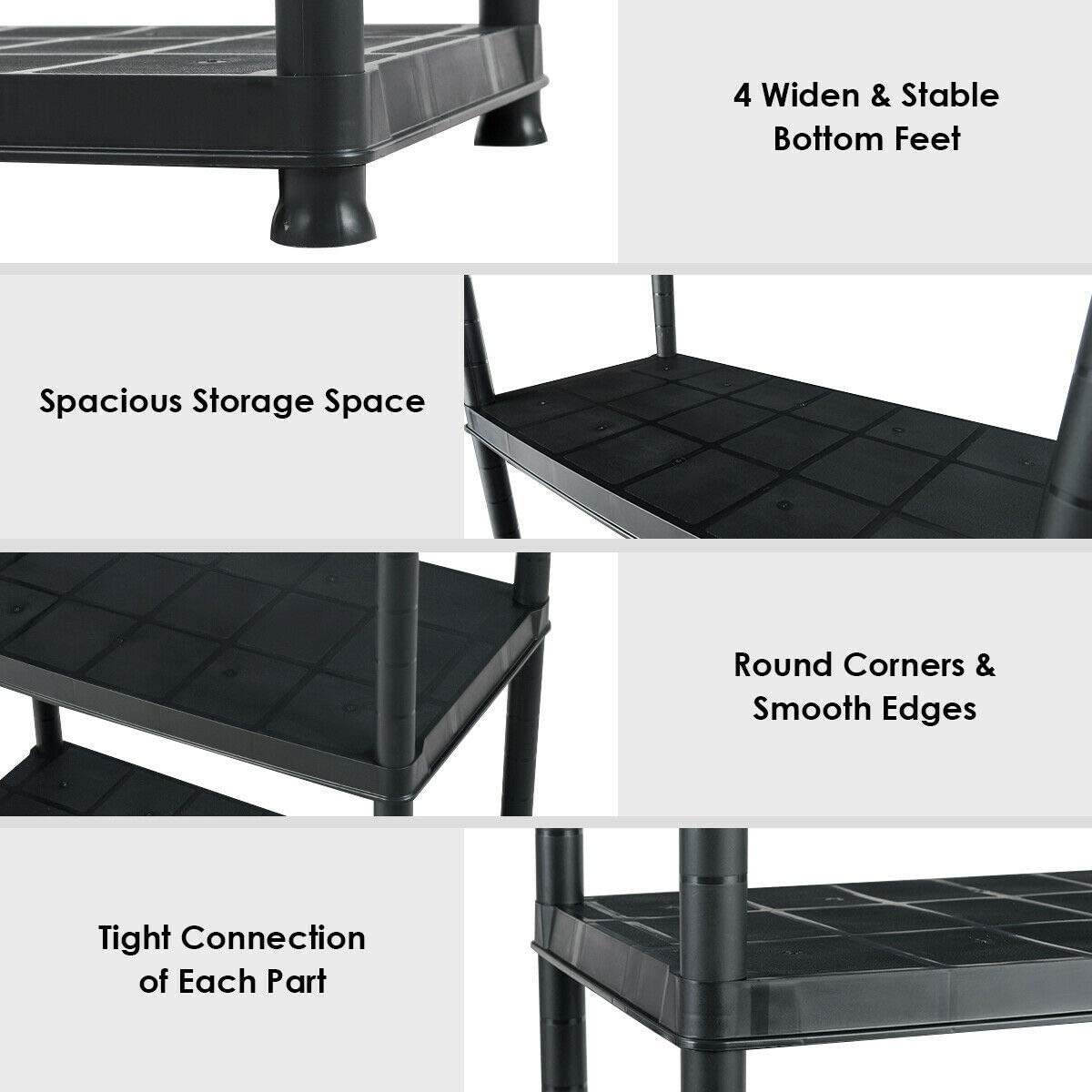 5-Tier Heavy Duty Plastic Storage Shelves - 36