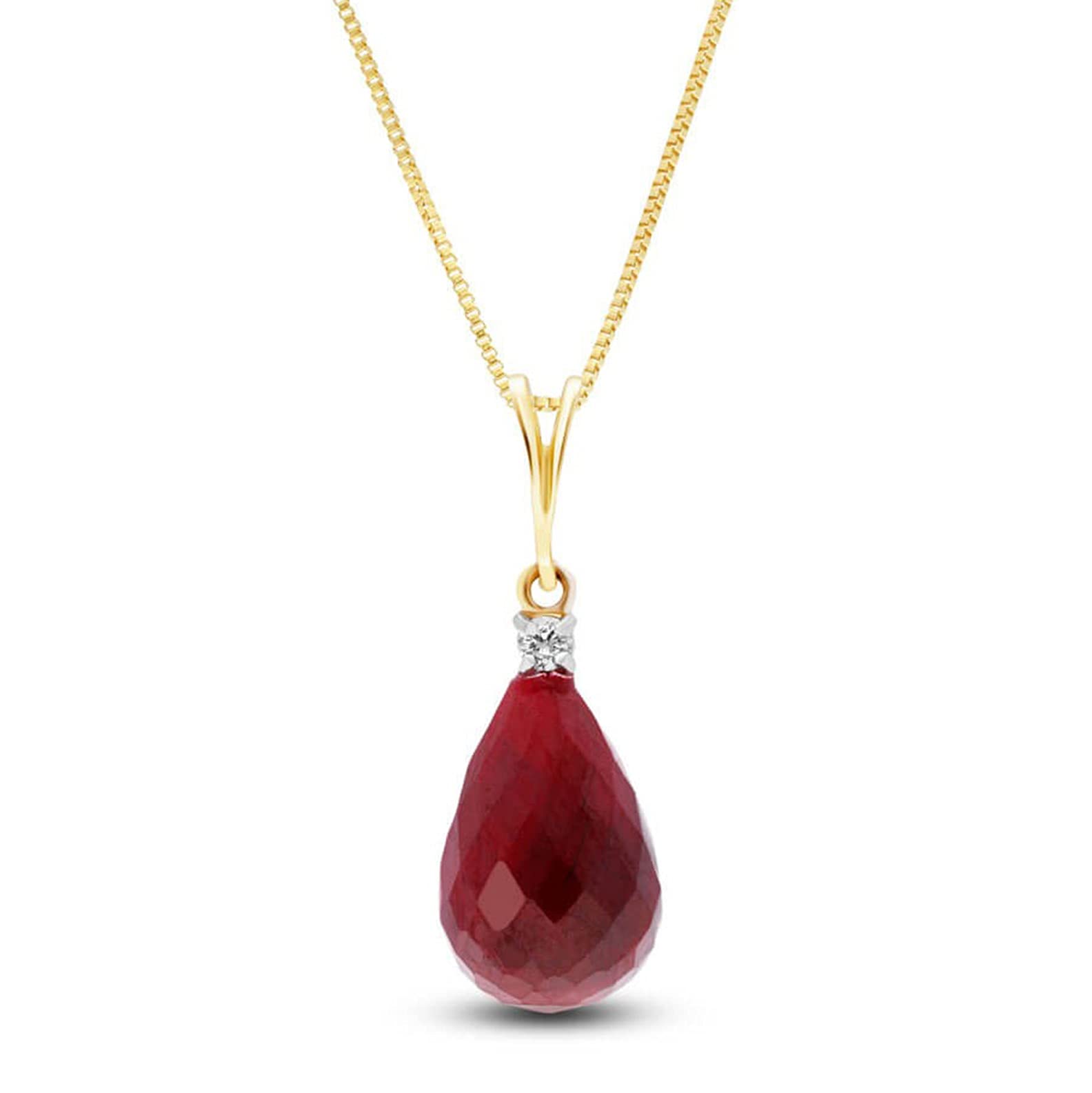 14K Yellow Gold Necklace with Diamond & Ruby - Elegant Galaxy Gold GG Jewelry for Women, Perfect for Weddings, Anniversaries & Special Occasions
