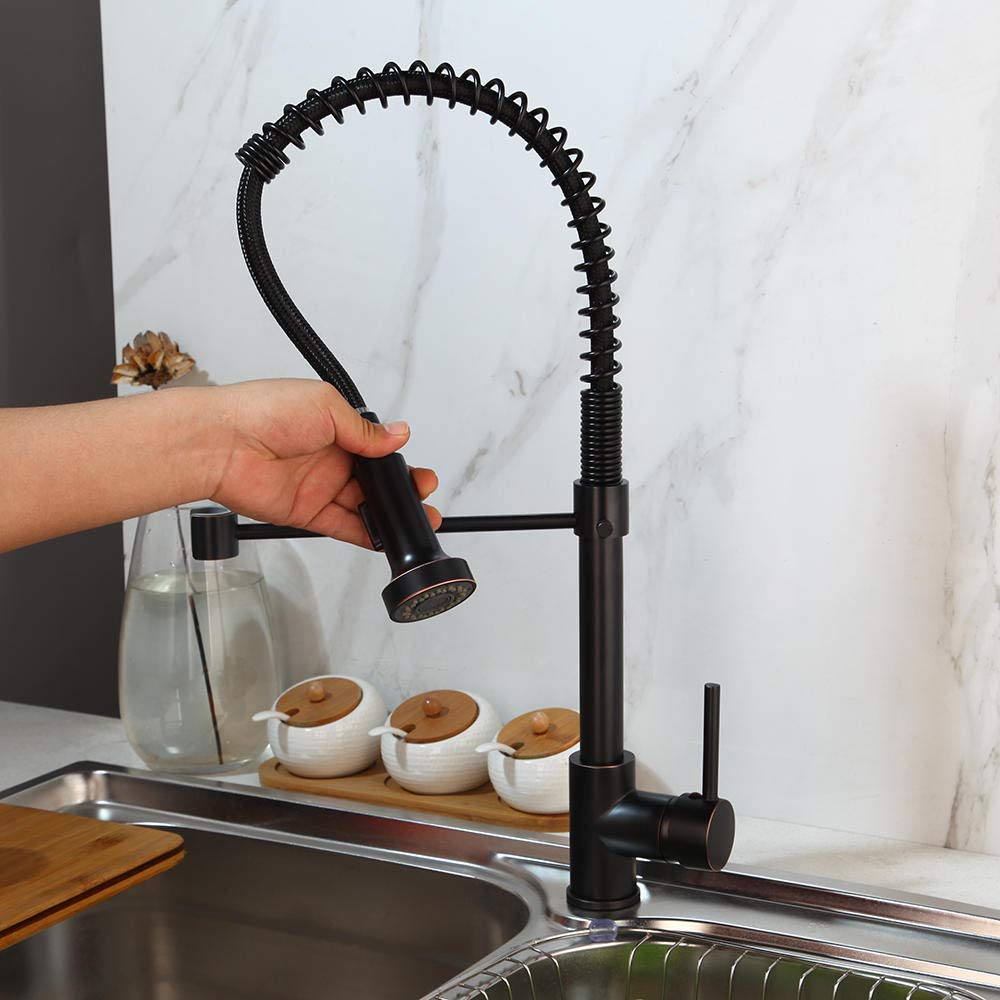 360° Swivel Pull Out Kitchen Faucet with Sprayer - Solid Brass Roasted Basin Sink Tap - Perfect for Modern Kitchens, Dishwashing & Food Prep