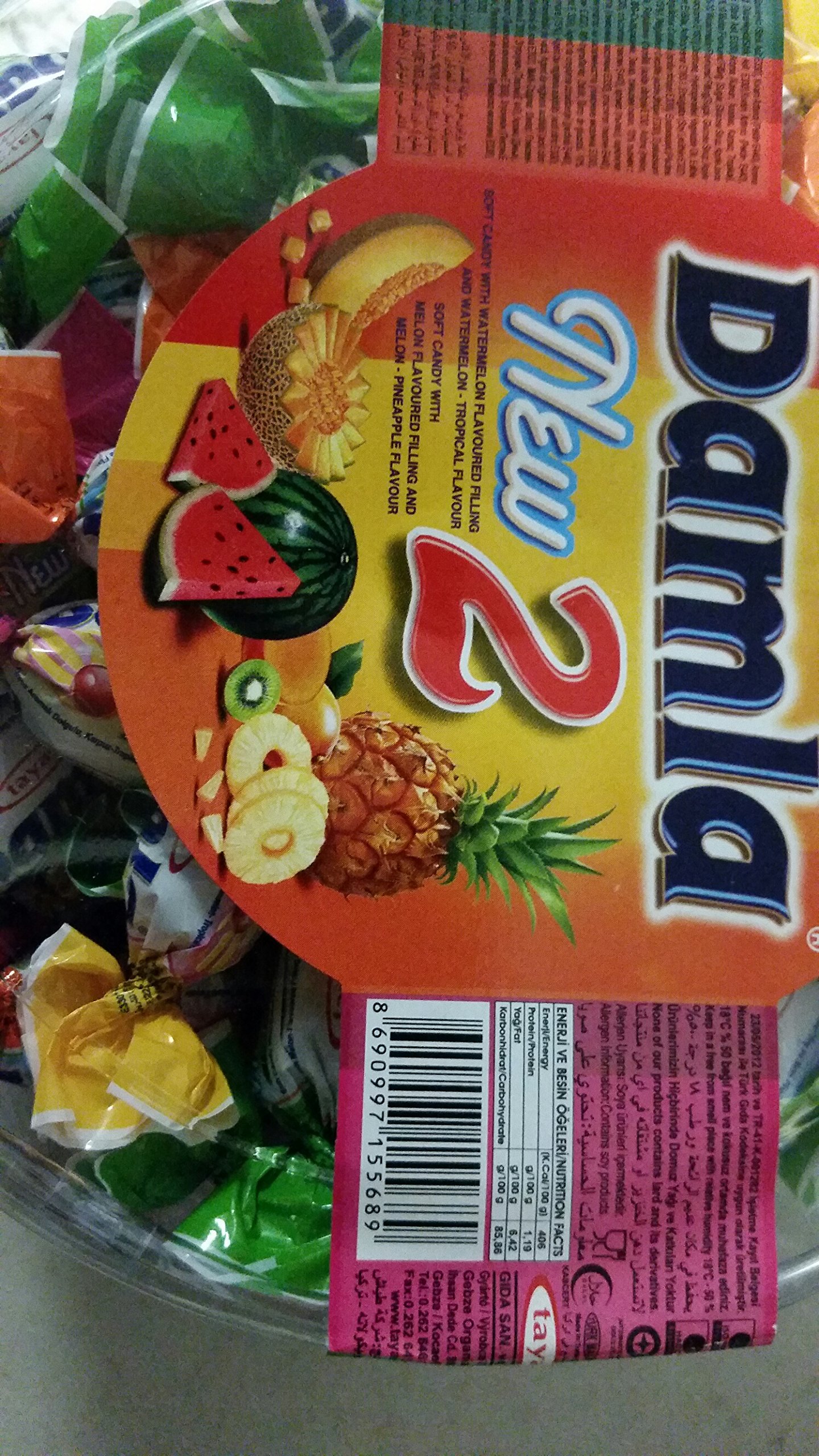 Damla New 2 Soft Candy with Mixed Fruit Flavors - Assorted Chewy Sweets for Parties, Gifts & Snacking