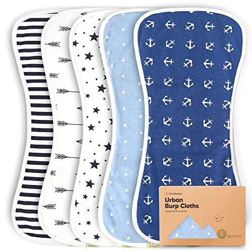 5-Pack Organic Baby Burp Cloths - Ultra Absorbent Burping Cloths for Newborns, Boys & Girls | Soft Spit-Up Rags, Nursing Towels & Burpy Bibs | Perfect for Feeding, Diaper Bags & On-the-Go (Adventurer Design)
