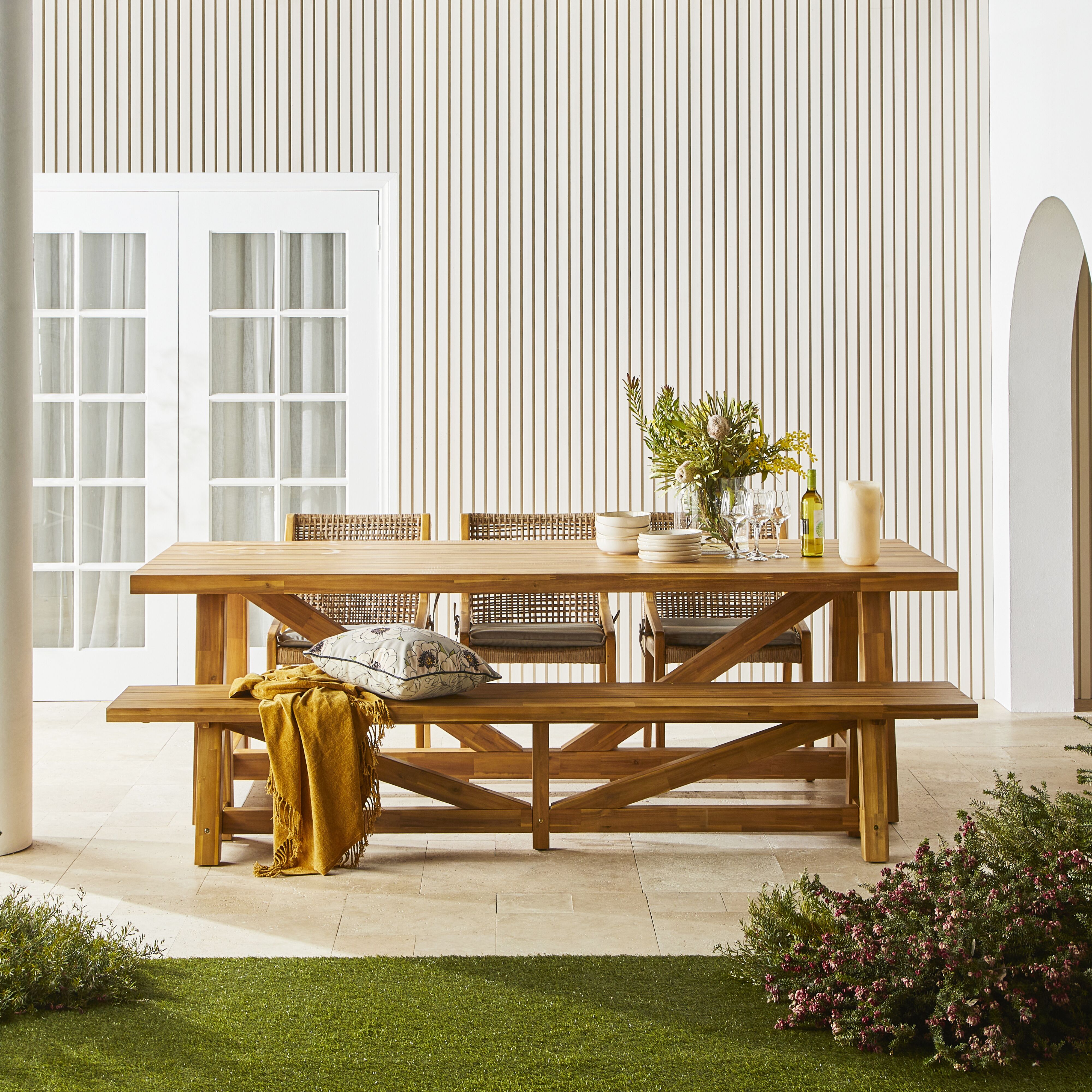 Antigua 255cm Extendable Dining Table - Solid Wood Modern Farmhouse Style for Kitchen, Dining Room & Entertaining