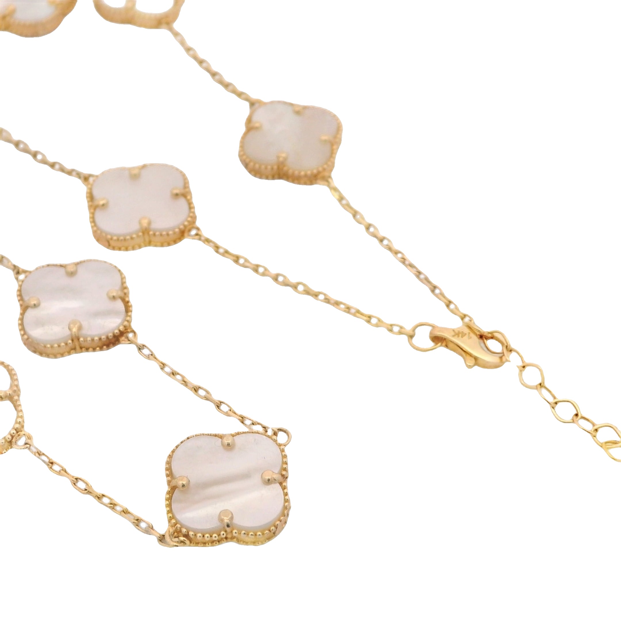 14K Gold White Clover Choker Necklace for Women - Elegant Dainty Layering Jewelry - Perfect for Date Night, Wedding & Everyday Wear