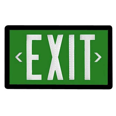20-Year Long-Lasting Green Self-Luminous Tritium Exit Sign with Durable Black Frame - Perfect for Emergency Exits in Offices, Schools, and Public Buildings