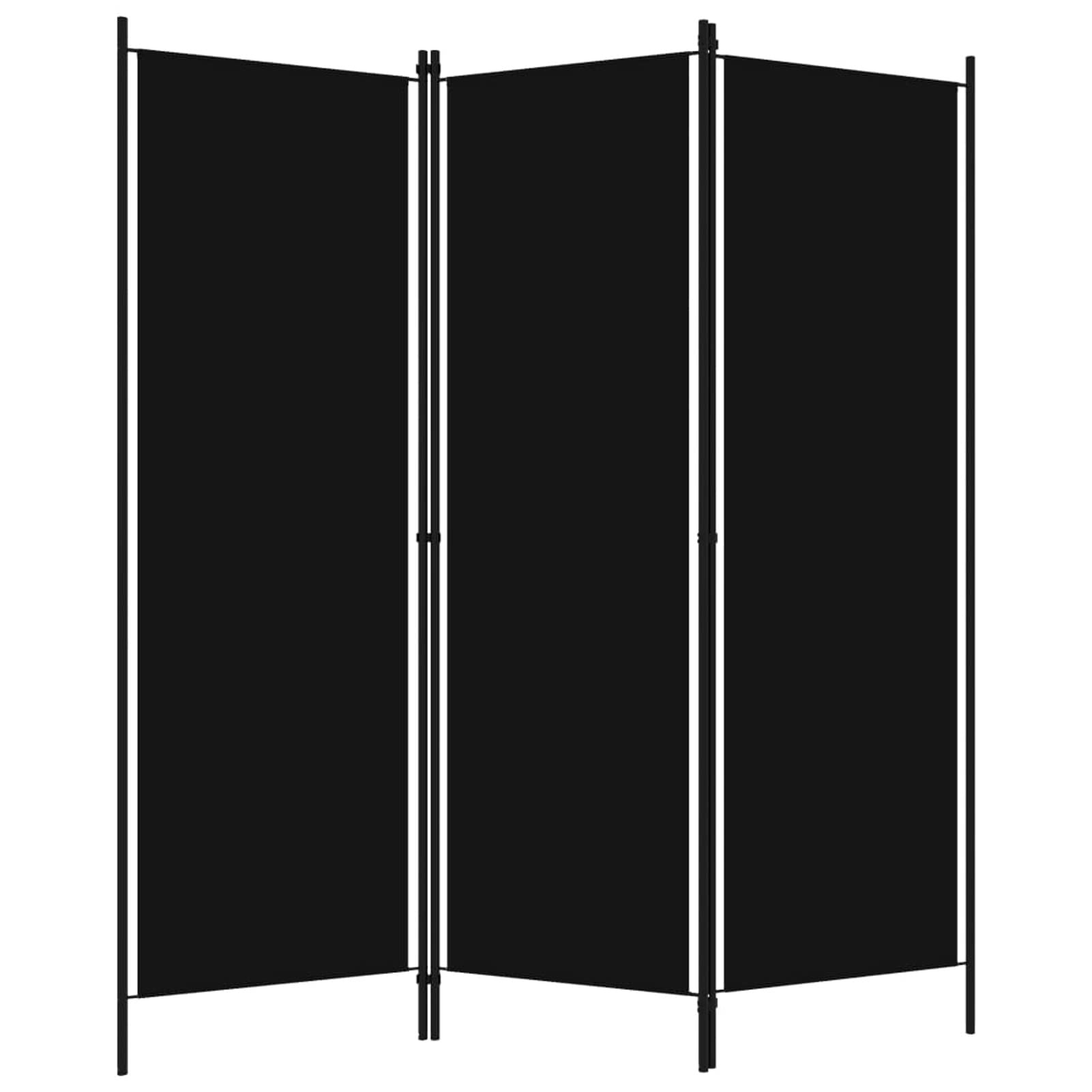 Tidyard 3-Panel Folding Room Divider - Freestanding Fabric Partition Screen with Iron Frame (Black, 59.1