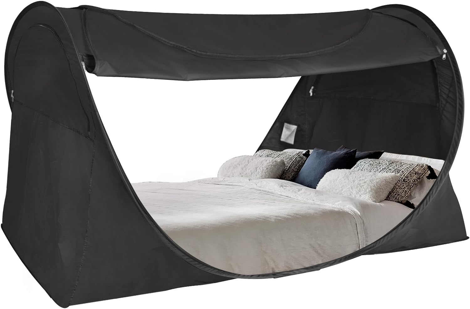 Alvantor Queen Size Pop Up Bed Canopy - Blackout & Breathable Mesh for Better Sleep, Lightweight Portable Dream Tent with Carry Bag - Perfect for Camping, Travel & Bedroom Privacy (Black)