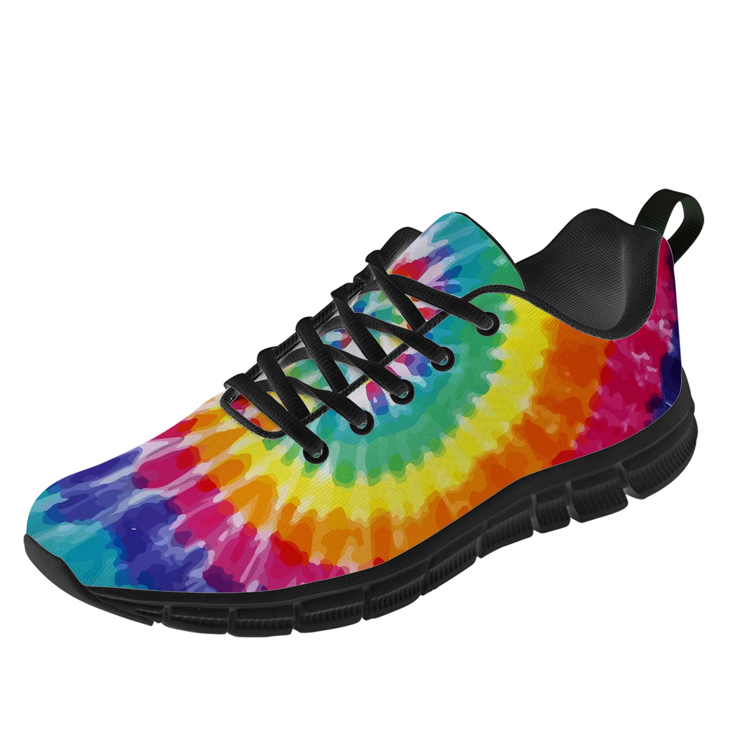 Vibrant Rainbow Tie-Dye Spiral Pattern Unisex Tennis Shoes - Non-Slip Lightweight Walking & Running Sneakers for Men & Women (Men's Size 9/Women's Size 10.5) - Perfect for Gym, Jogging, Casual Wear & Fashion Gifts
