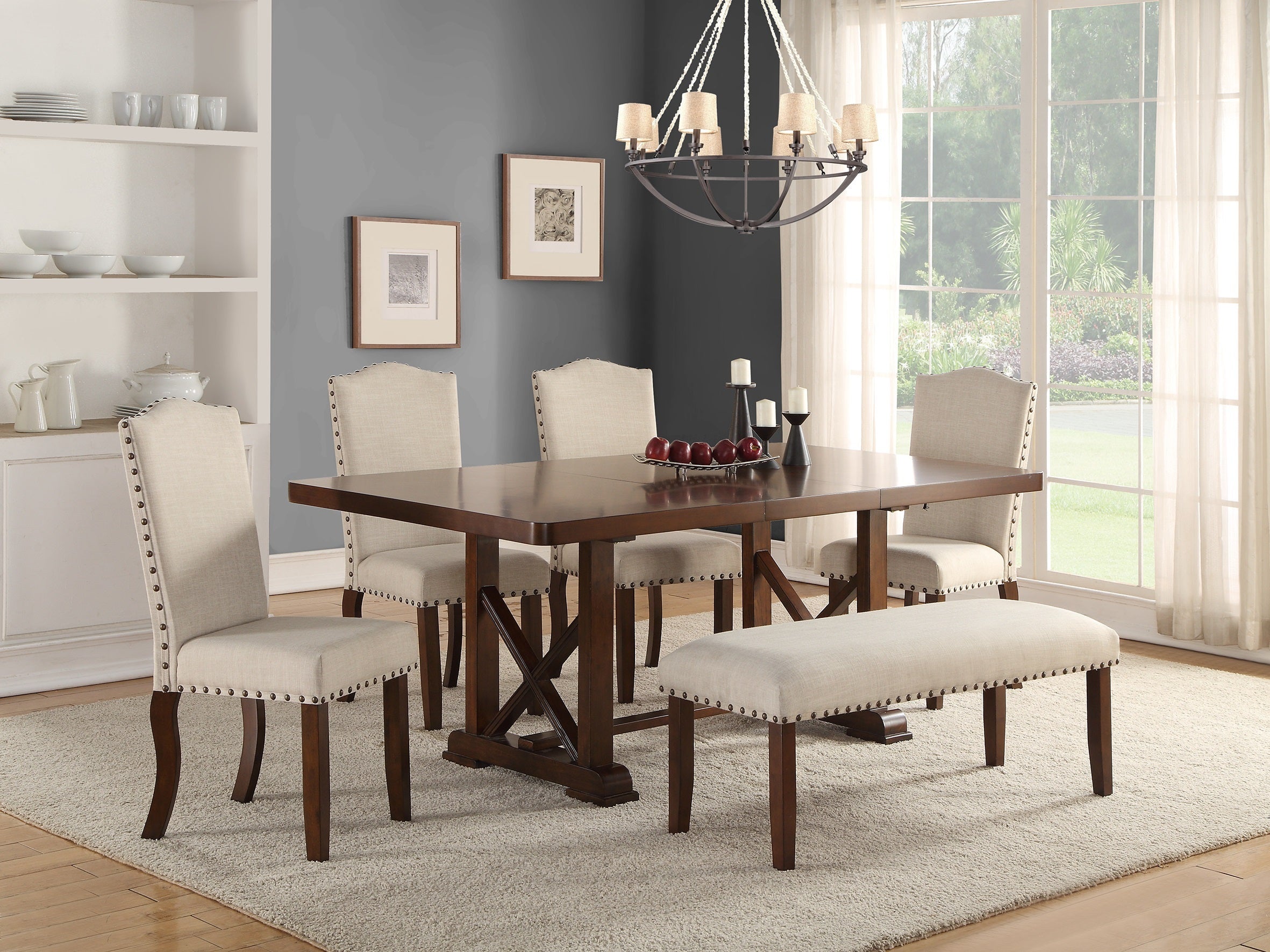 Classic Cream Upholstered Dining Chairs Set of 2 - Tufted Cushion with Nailhead Trim & Solid Wood Legs - Elegant Kitchen & Dining Room Furniture for Home Decor