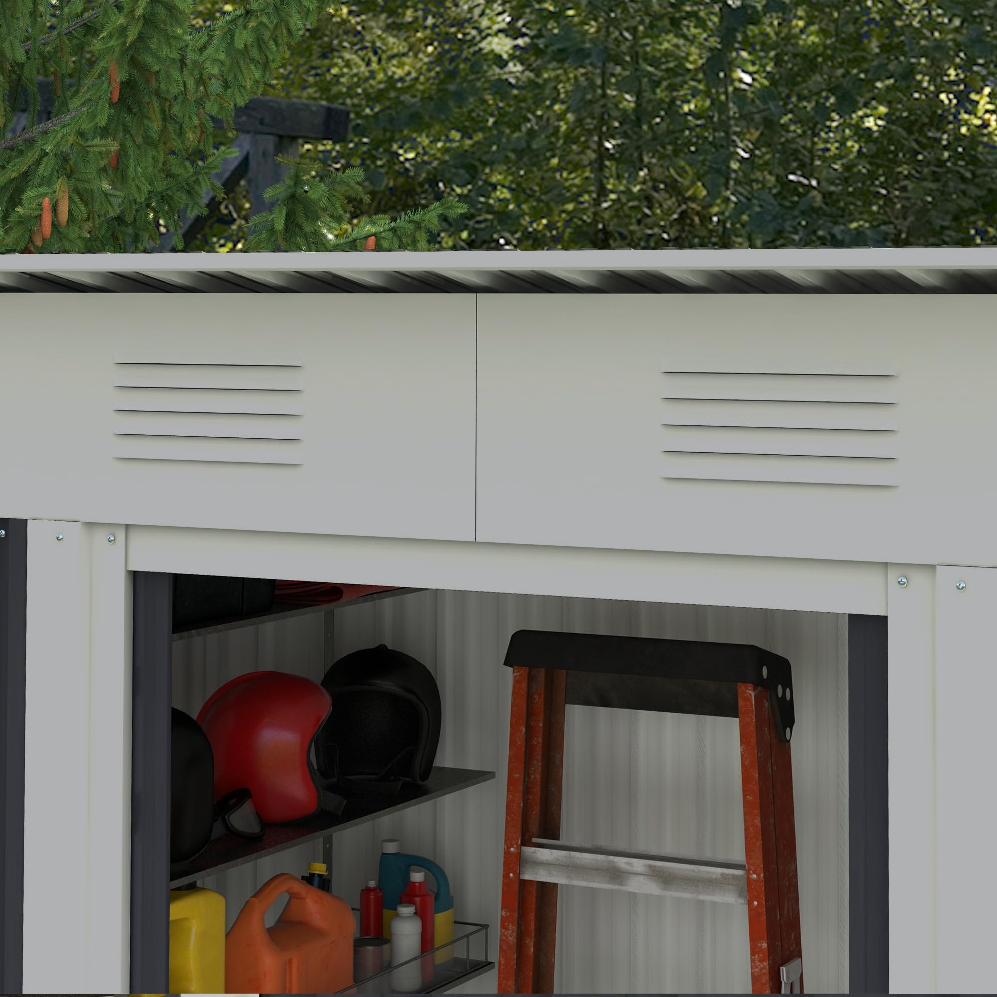 Outsunny 7' x 3.6' Metal Lean-to Garden Shed with Double Sliding Doors & 2 Air Vents - Outdoor Storage Shed for Backyard, Patio, Lawn - Perfect for Garden Tools, Lawn Equipment & Seasonal Storage (Gray)