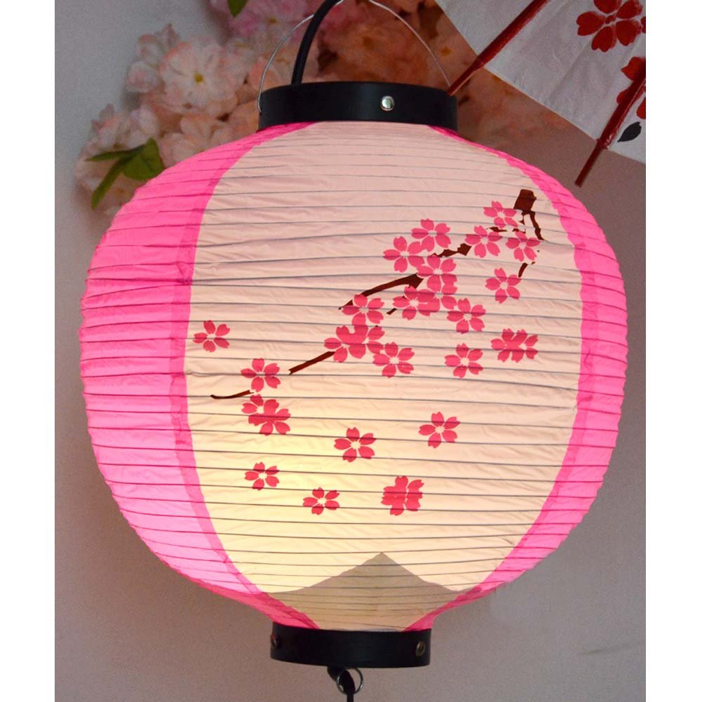 Japanese Style Hanging Lanterns - Traditional Sushi Bar & Restaurant Decor, Foldable Paper Lantern for Home, Bar, Wedding (Rose Sakura Design) | Perfect for Asian-Themed Parties, Zen Decor & Indoor/Outdoor Lighting