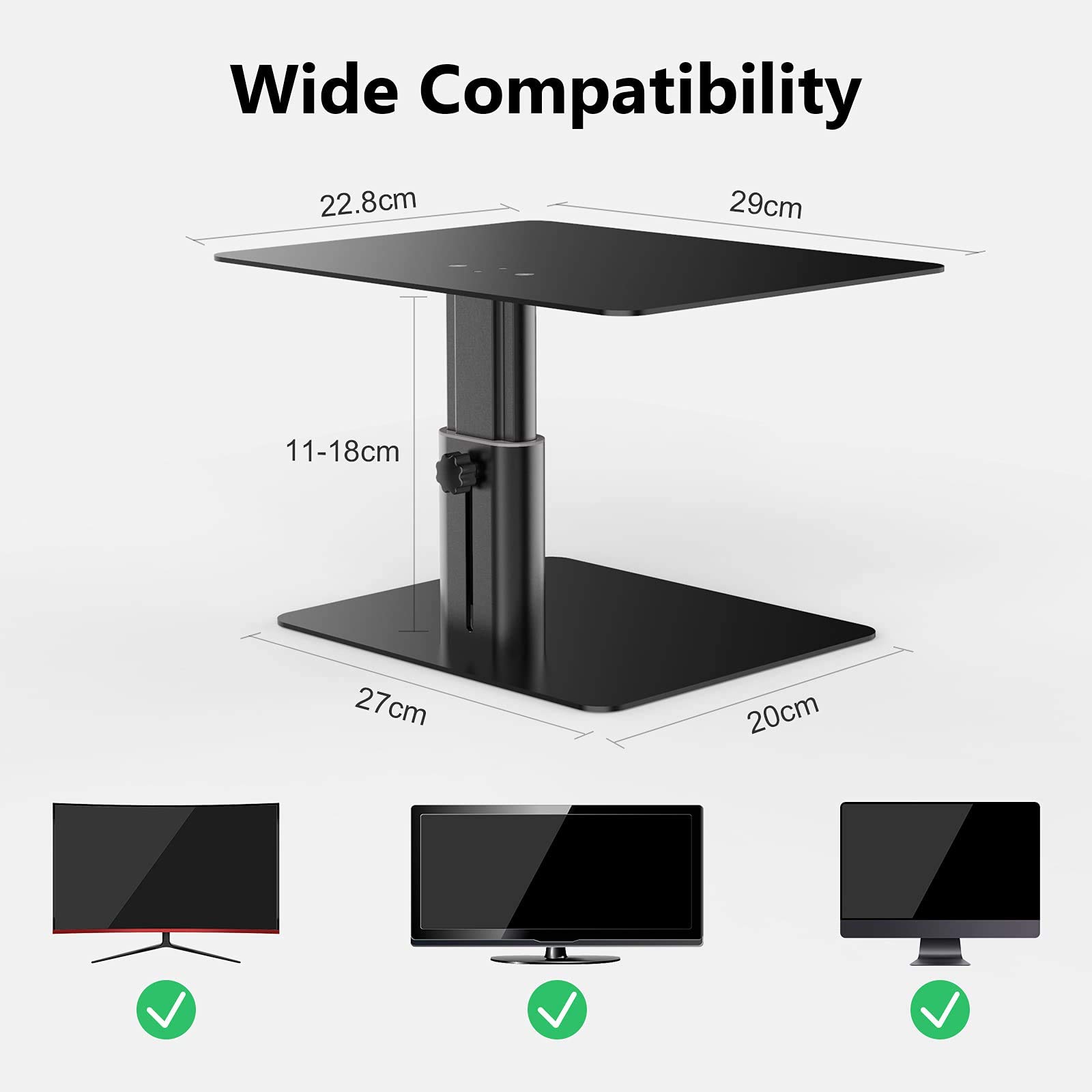 Nillkin Adjustable Height Monitor Stand Riser - Ergonomic Aluminum Computer Desk Holder for iMac, MacBook, Dell, HP, Lenovo & More - Perfect for Home Office & Workspace Setup (Black)