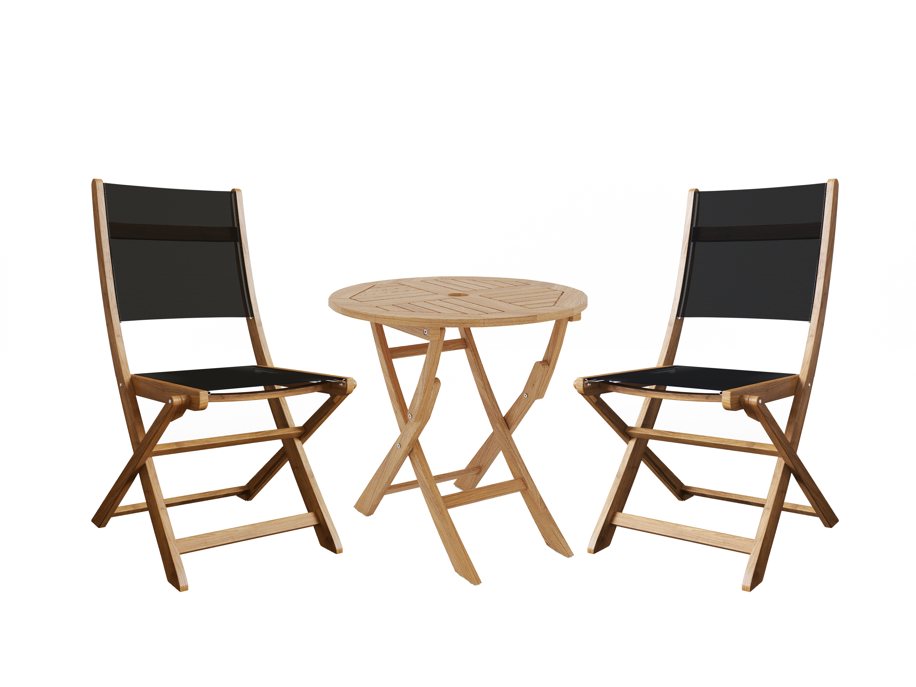 Premium 3-Piece Black Teak Outdoor Bistro Set with Folding Table & Chairs – Perfect for Patio, Garden, Balcony & Small Space Dining