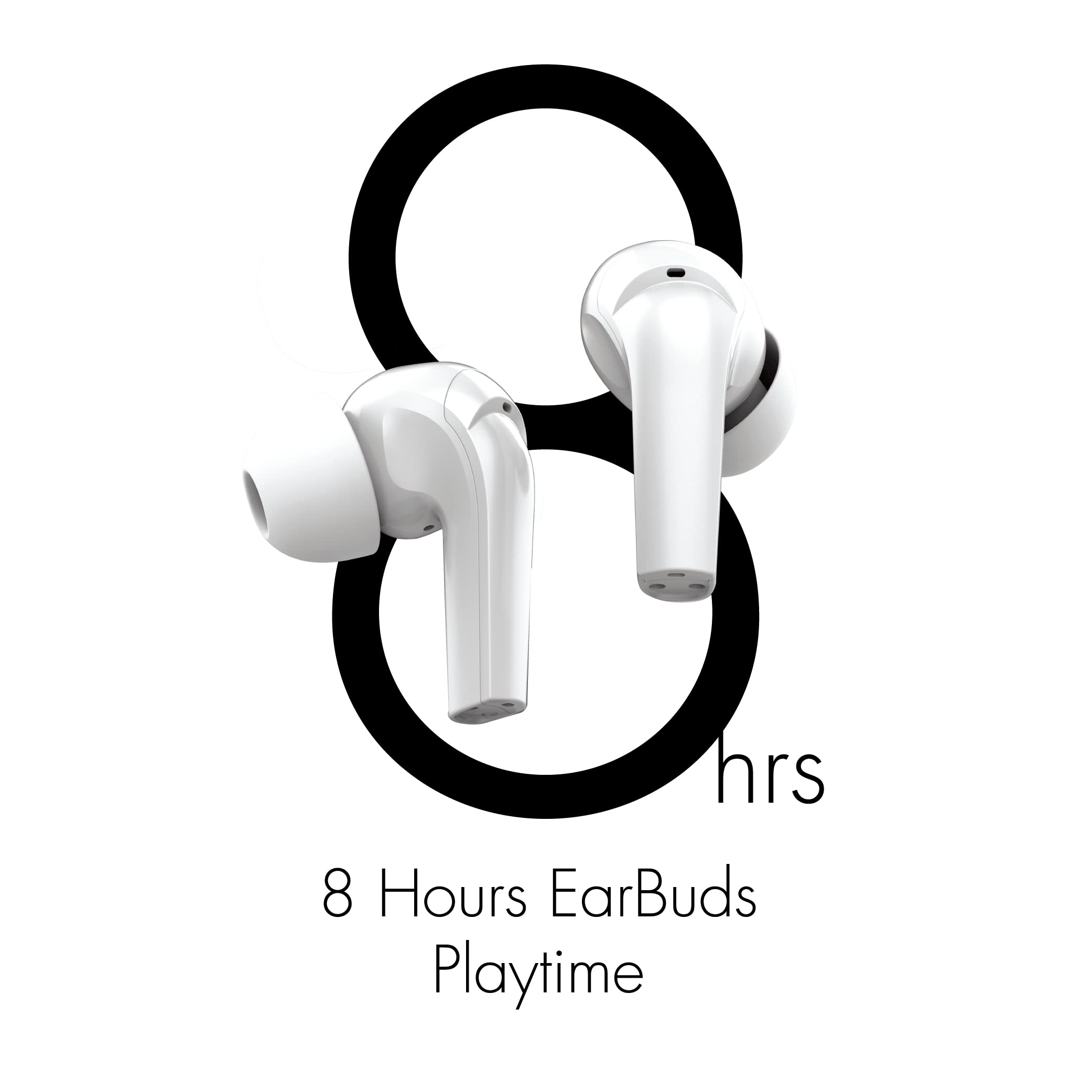 NUU Buds A Active Noise Cancelling Wireless Earbuds with ENC Voice Call Noise Reduction | 30 Hours Playtime | Pearl White | Bluetooth 5.0 Earbuds for Gym, Running, Work & Travel | Compatible with iPhone & Android