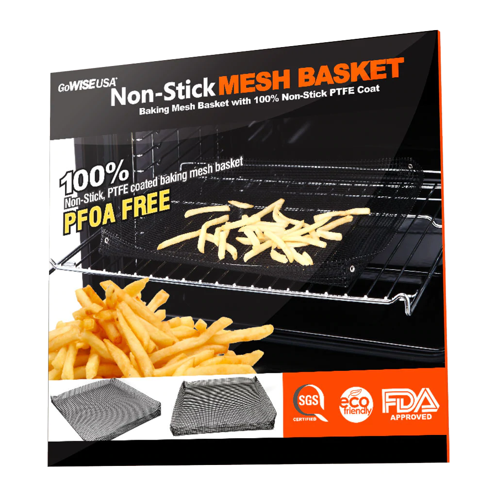 Reusable Oven Mesh Basket - Non-Stick Baking Rack for Roasting, Grilling & Air Frying - Perfect for Vegetables, Chicken Wings & French Fries (Model GW22619)