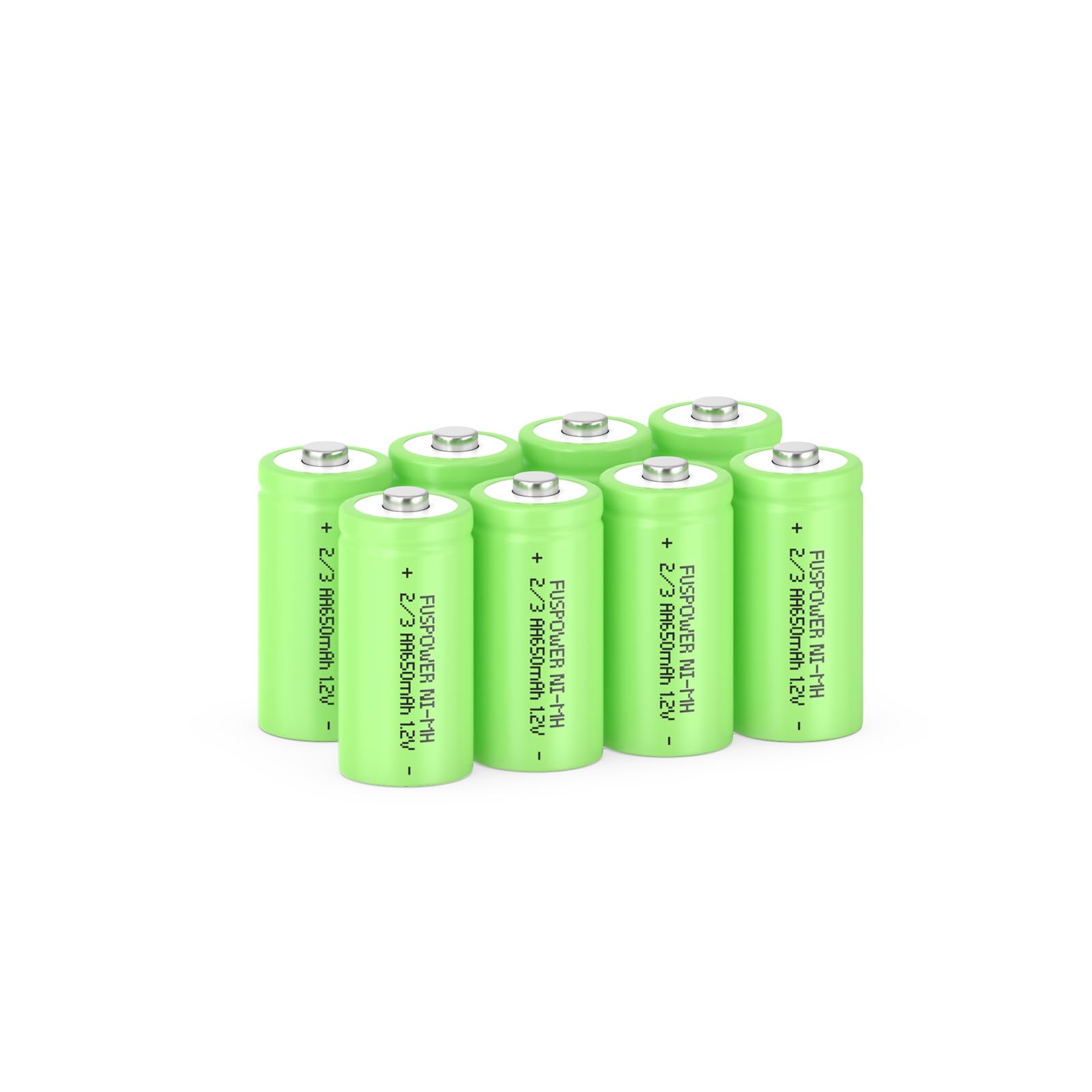 2/3AA NiMH Rechargeable Batteries 1.2V 650mAh Button Top - 8 Pack for Solar Garden Lights & Pathway Lighting (Not AA/AAA) - Perfect for Outdoor Solar Powered Decor & Landscape Lighting