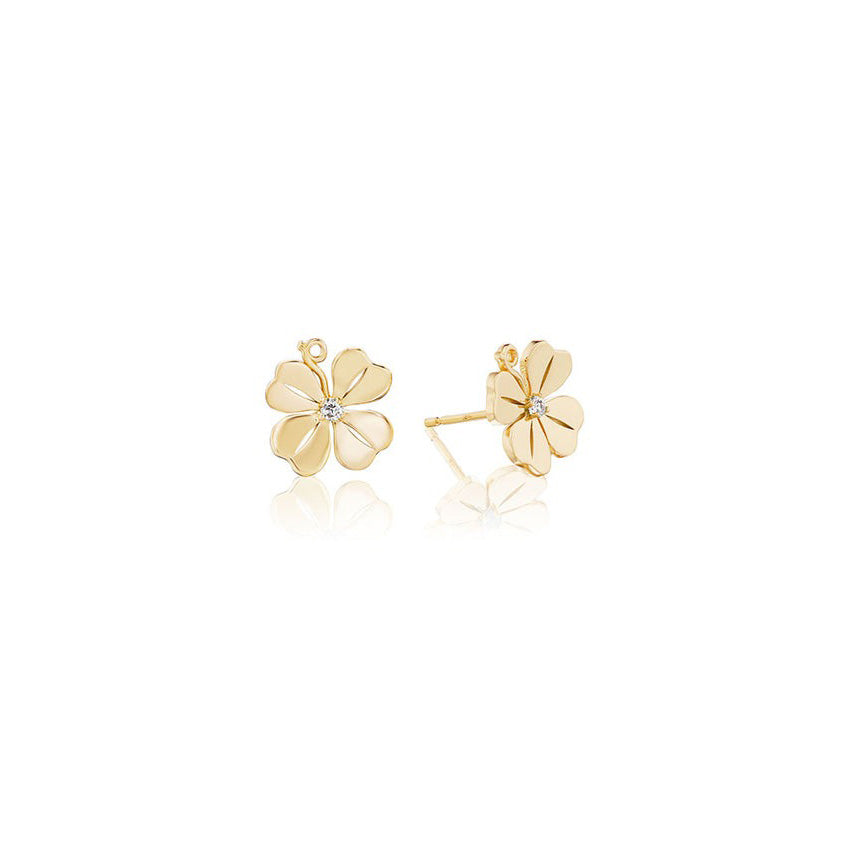 18K Gold Small Four Leaf Clover Earrings by Aurelia Demark - Elegant Lucky Charm Jewelry for Women, Perfect for Everyday Wear, Gifts & Special Occasions