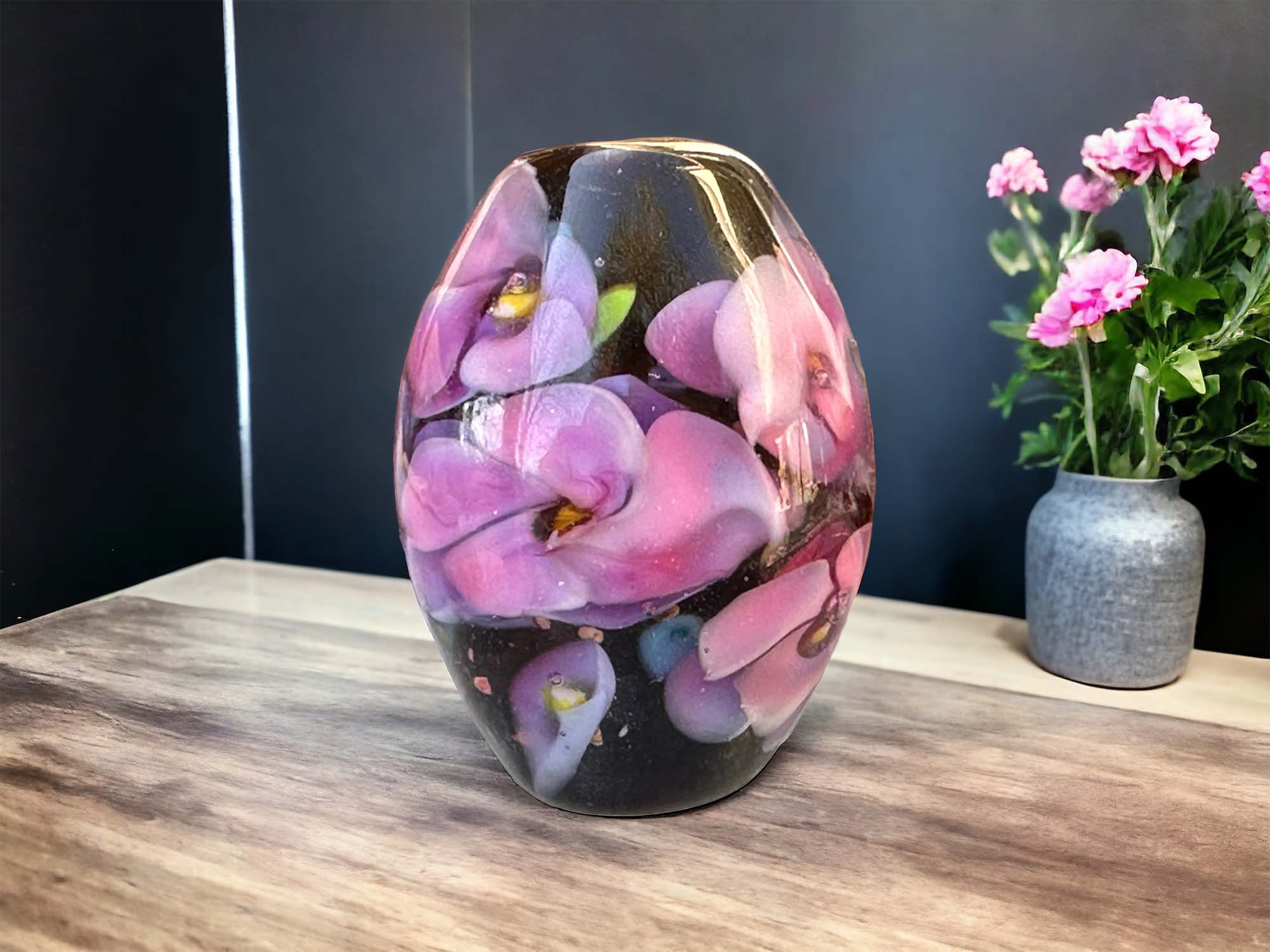 Handmade Purple Floral Lampwork Glass Focal Bead for Jewelry Making - Perfect for Necklaces, Bracelets, and DIY Craft Projects