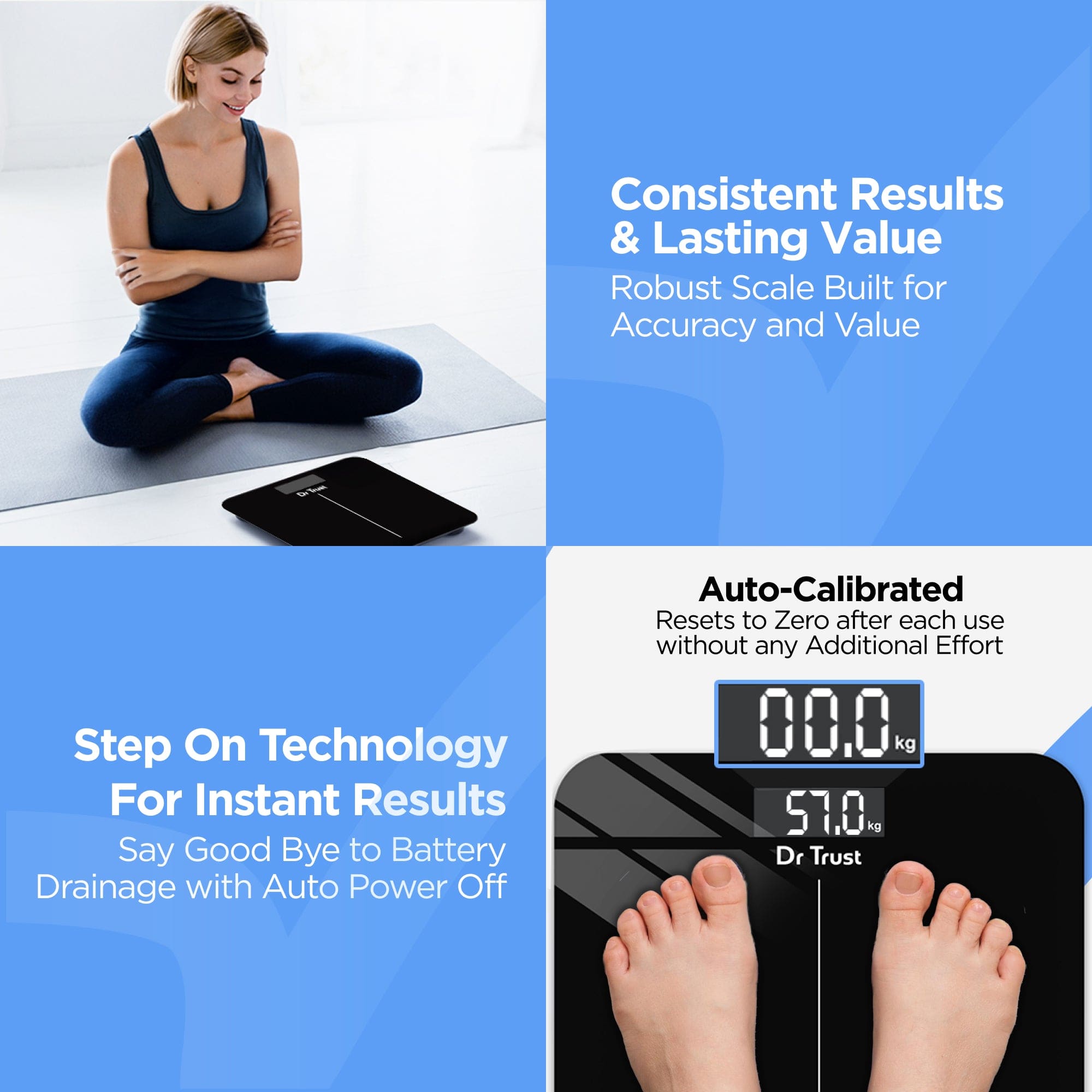 Dr Trust USA Inspire Digital Body Weight Scale 523 - Accurate Bathroom Scale for Home Use, Fitness Tracking & Health Monitoring