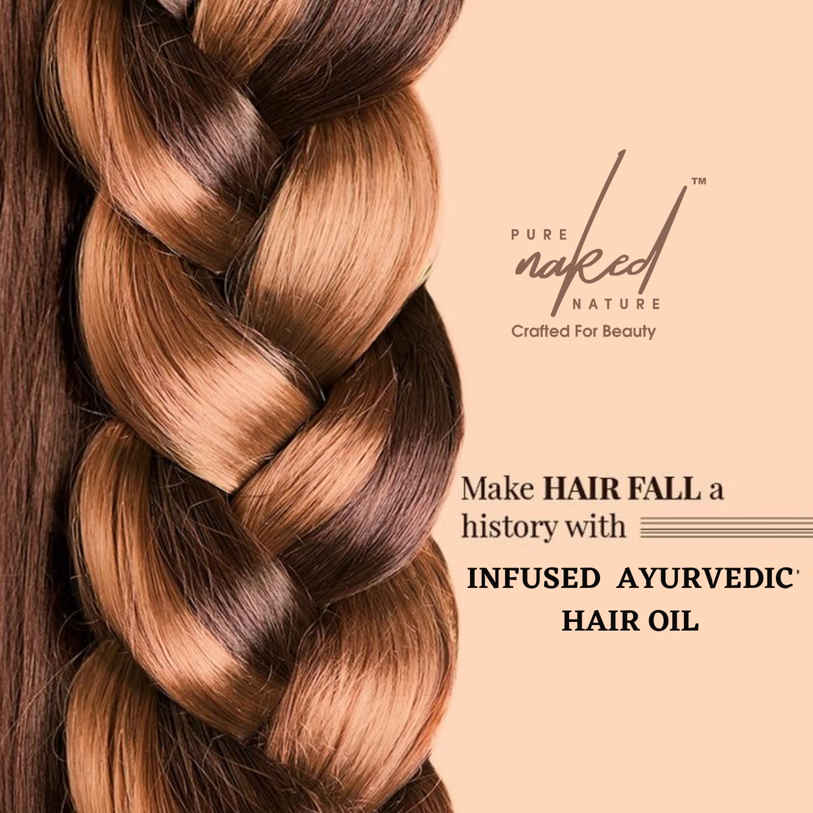 Pure Naked Nature Herbal Infused Hair Oil 250ml - Organic Hair Growth Treatment for Dry, Damaged Hair - Perfect for Daily Nourishment & Scalp Massage