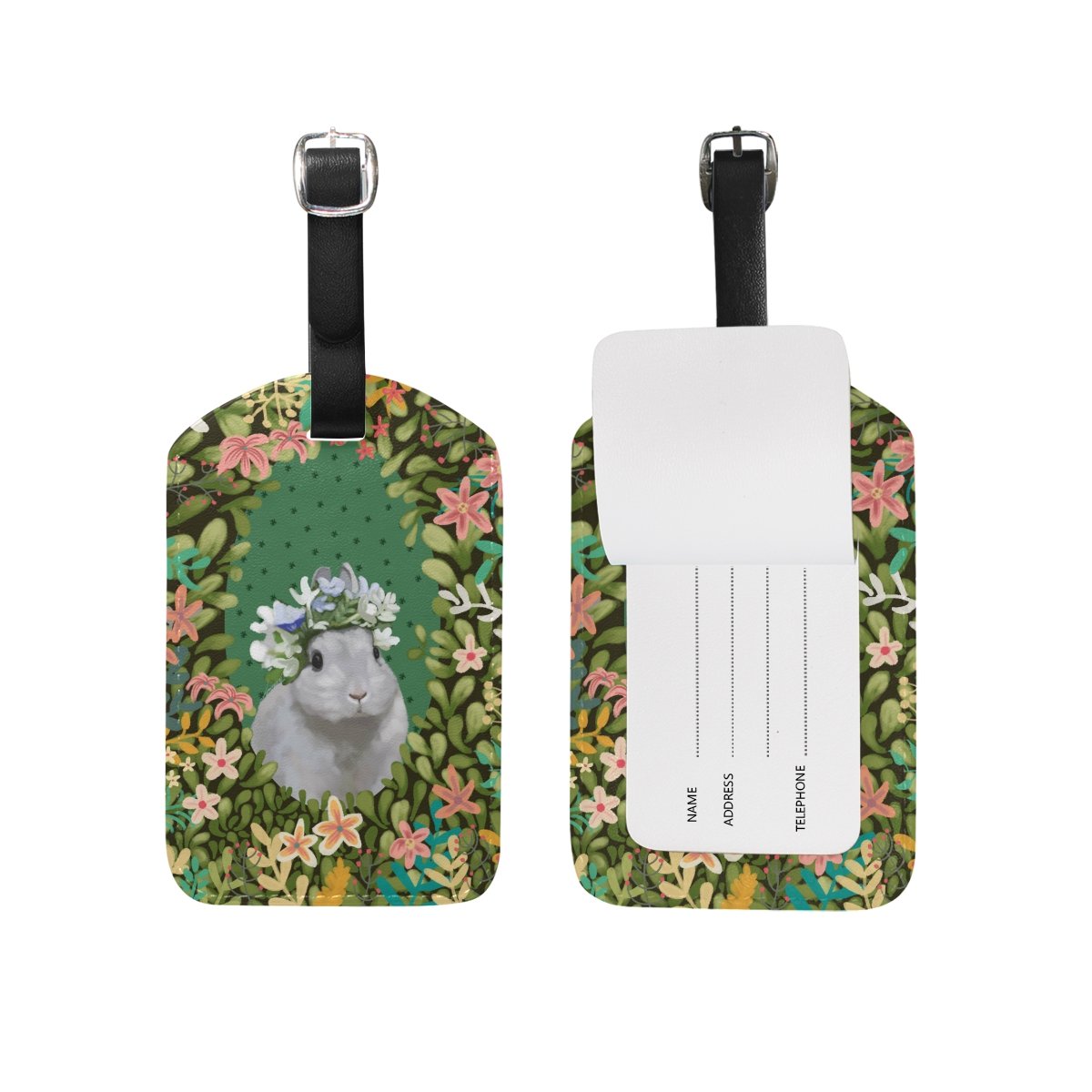 ZOEO Floral Bunny Wizard of Oz Luggage Tags - 2 Pack Cute Travel Suitcase ID Tags for Women & Girls | Perfect for Airports, Cruises & Vacation Travel Accessories