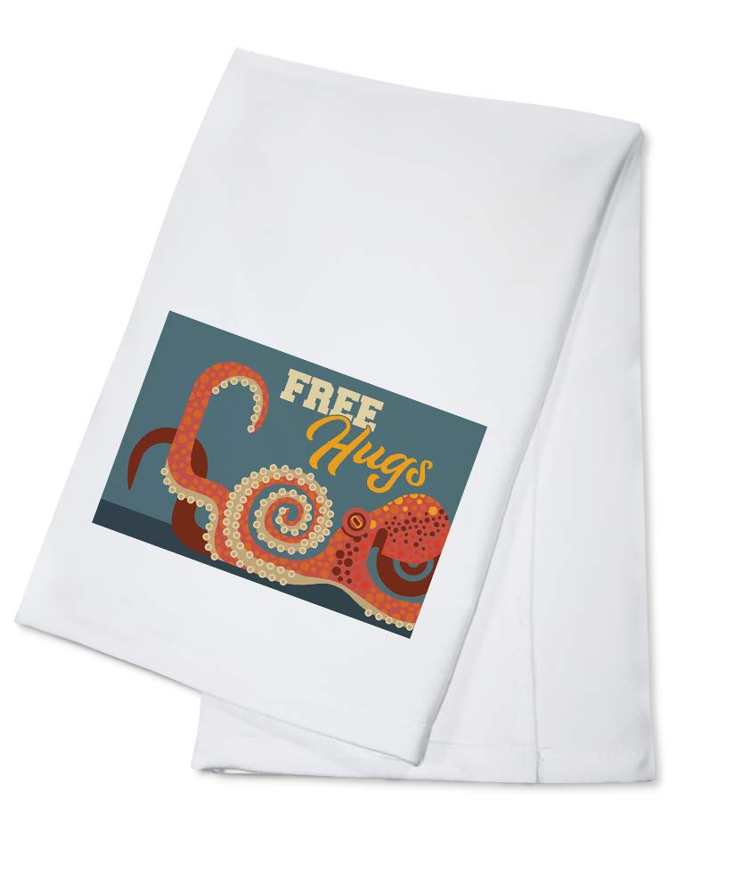 Octopus Geometric Free Hugs 100% Cotton Tea Towel - Decorative Hand Towel for Kitchen & Home Decor | Perfect for Gift, Dish Drying & Coastal Themed Spaces