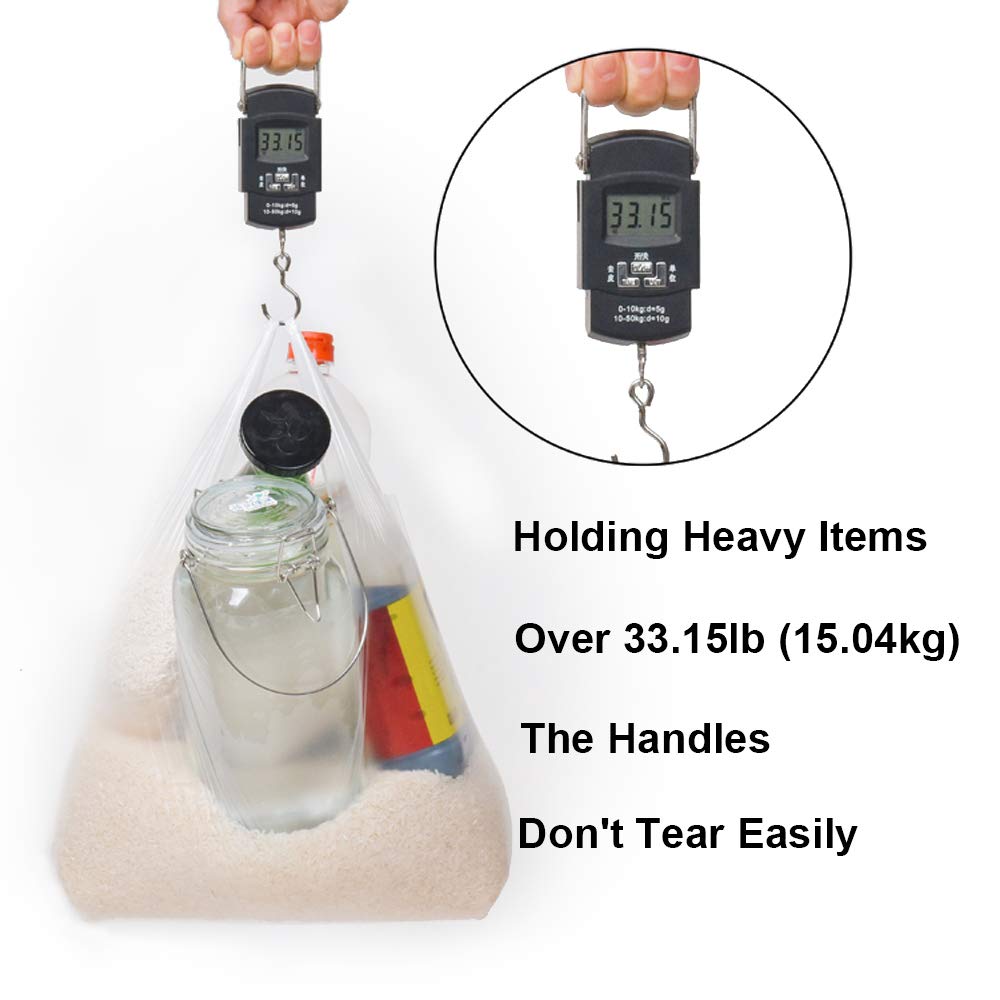 White Plastic T-Shirt Bags with Handles - Bulk Pack of 100 (12x20 Inch) - Durable Grocery Bags, Retail Shopping Bags & Merchandise Bags for Supermarket, Restaurant & Retail Stores - Perfect for Food Takeout, Convenience Stores & Customer Packaging