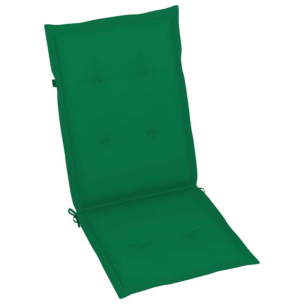 vidaXL Solid Acacia Wood Folding Patio Chairs with Cushions – Set of 3, Retro Style Outdoor Furniture, Adjustable & Comfortable Garden Chairs, Easy Maintenance Green Patio Seating – Perfect for Backyard, Poolside, and Terrace Relaxation