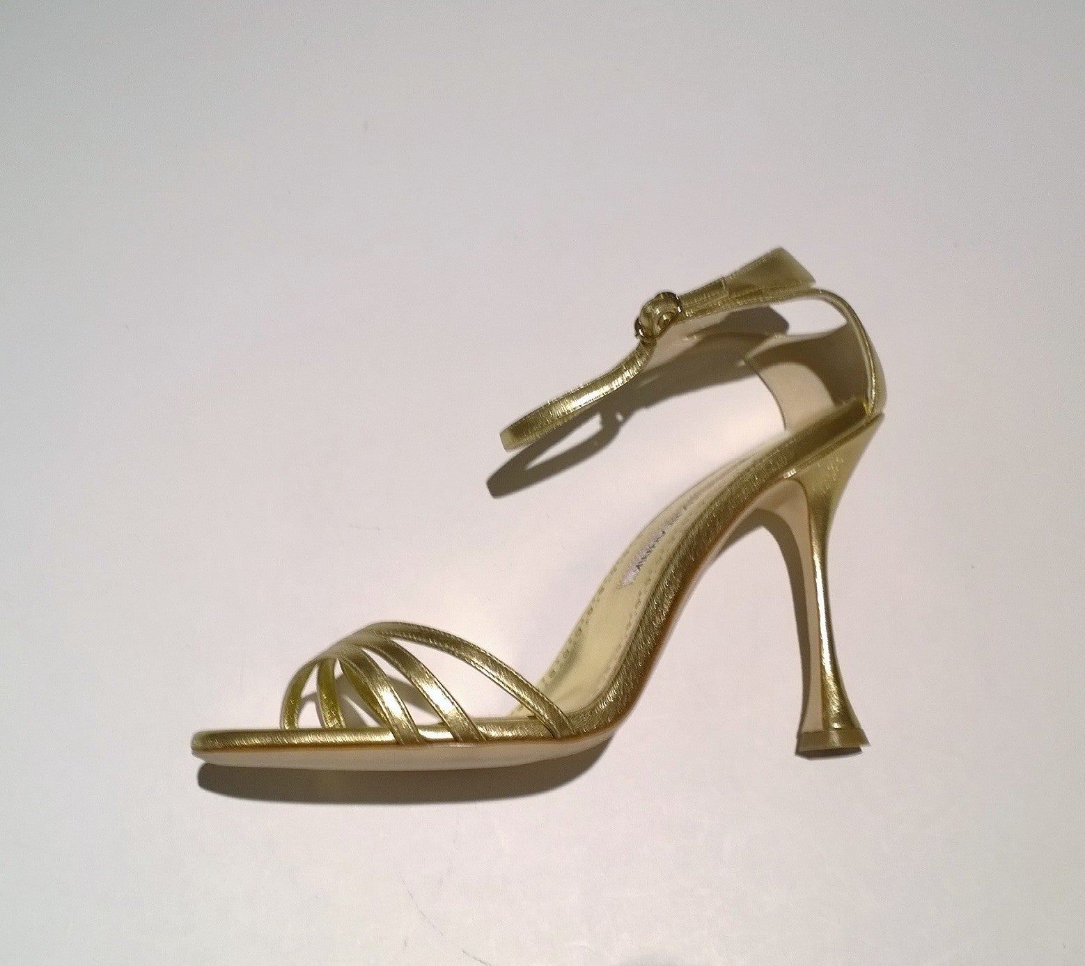 Manolo Blahnik Caracol 105 Gold Nappa Leather Sandals - Women's Luxury High Heels (New in Box) | Perfect for Weddings, Parties & Special Occasions